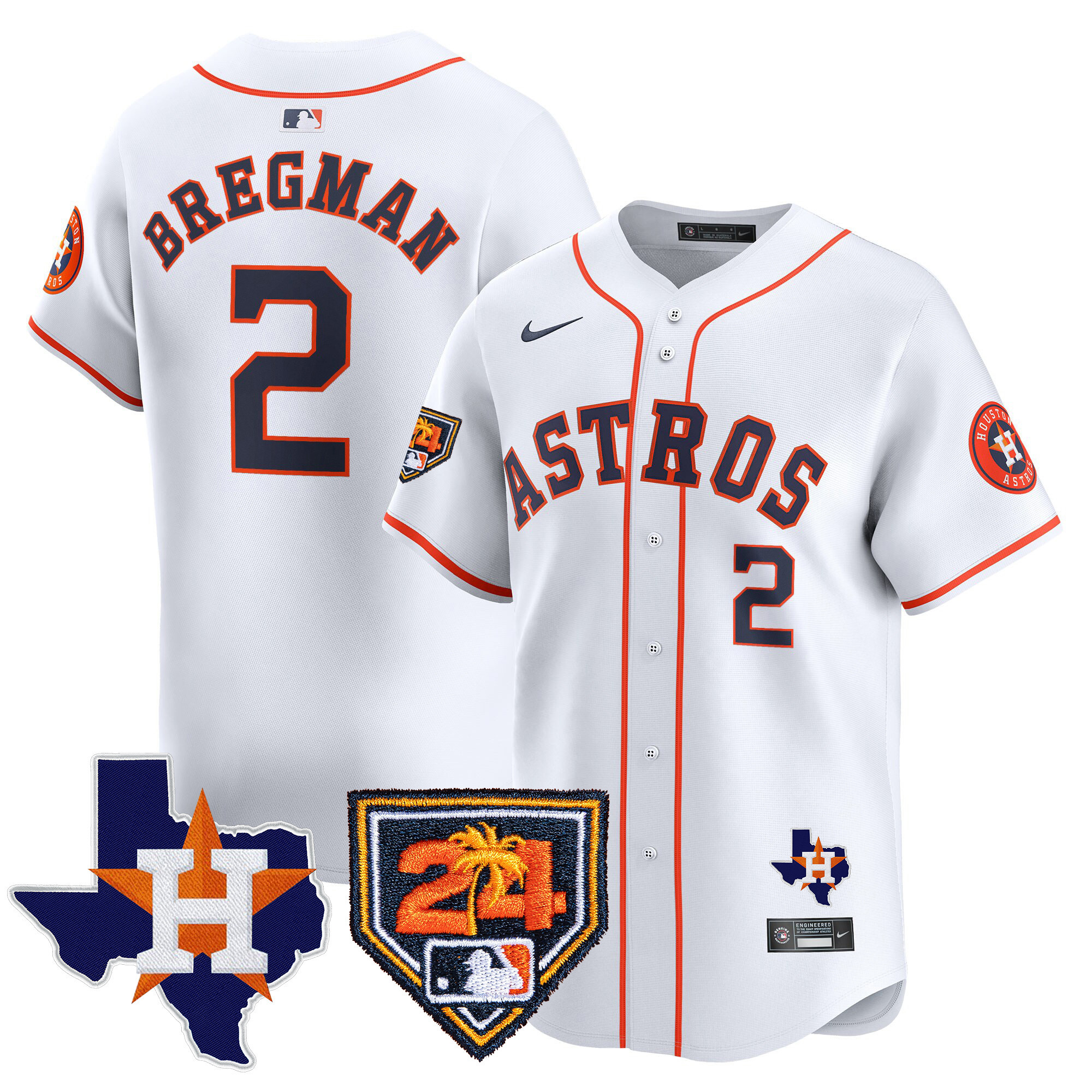 Alex Bregman Men's Houston Astros Spring Training & Texas Patch Vapor Premier Limited Home Jersey - All Stitched