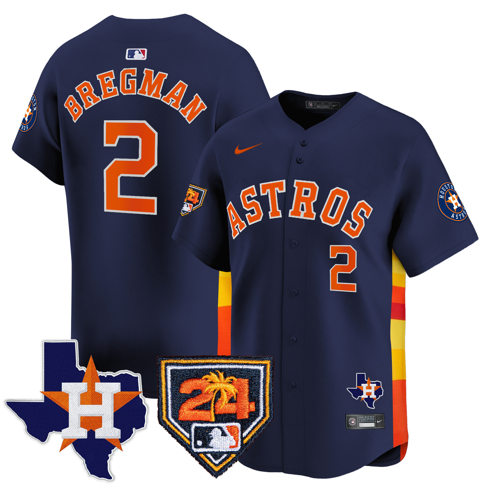 Alex Bregman Men's Houston Astros Spring Training & Texas Patch Vapor Premier Limited Navy Jersey - All Stitched