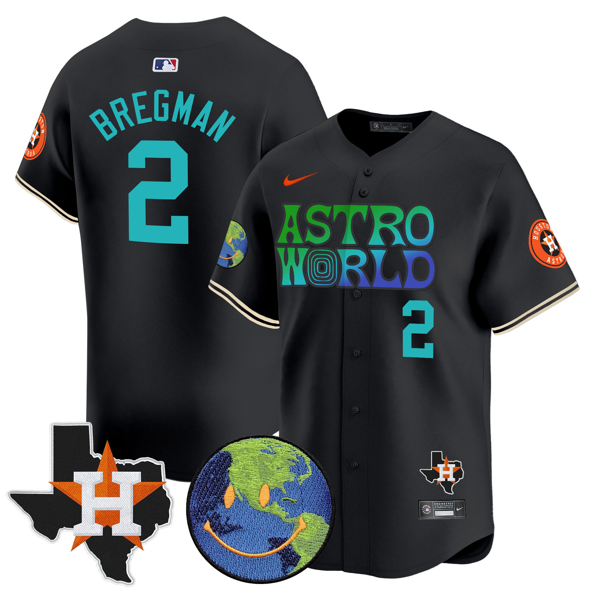 Alex Bregman Men's Houston Astros Cactus Jack Astro World Vapor Premier Limited Black Jersey - All Stitched