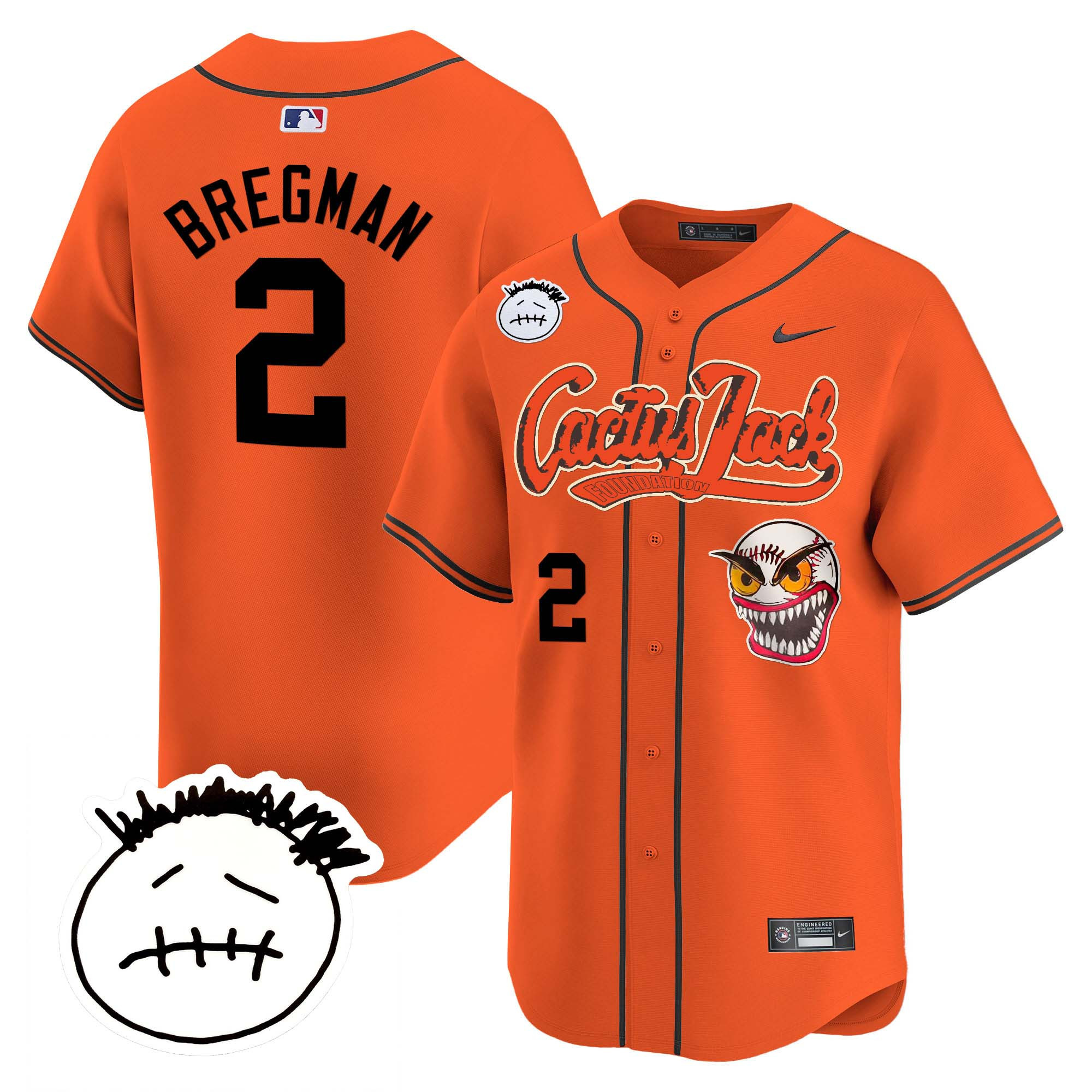 Alex Bregman Men's Houston Astros Cactus Jack Patch Vapor Premier Limited V3 Orange Jersey - All Stitched
