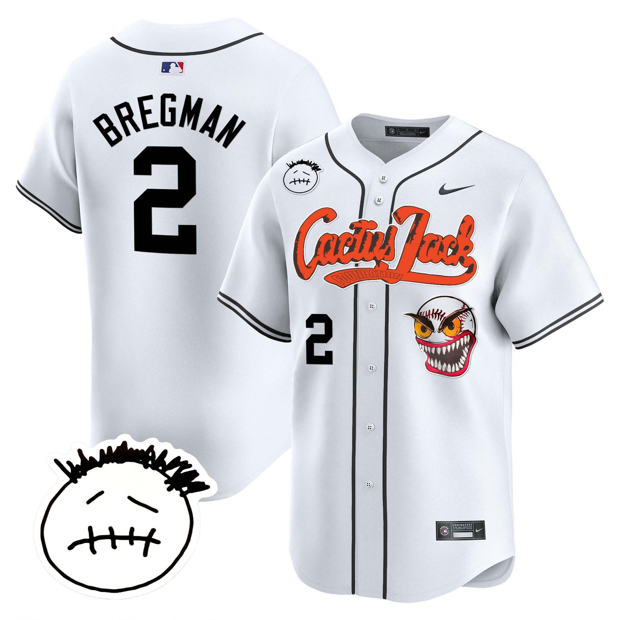 Alex Bregman Men's Houston Astros Cactus Jack Patch Vapor Premier Limited V3 White Jersey - All Stitched