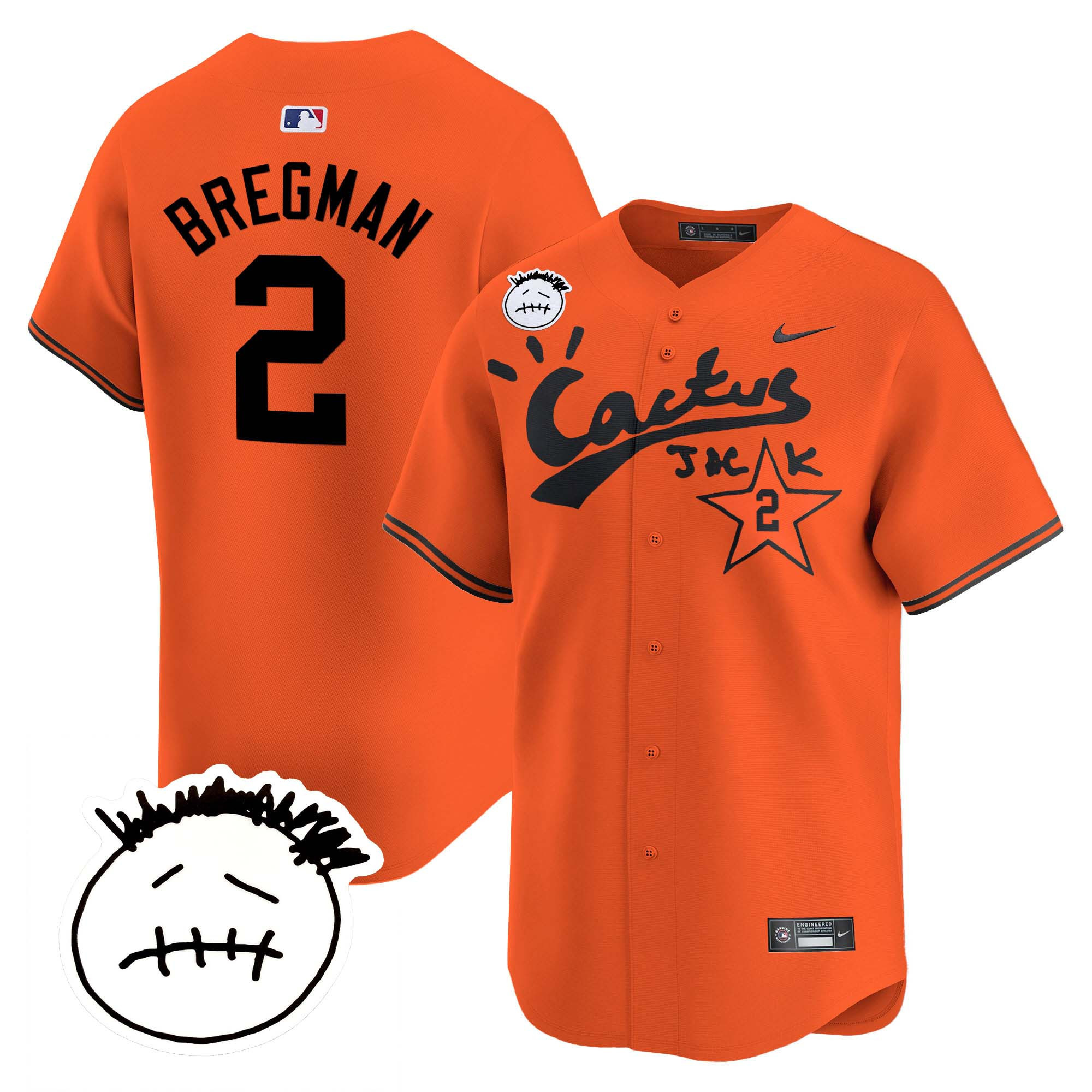 Alex Bregman Men's Houston Astros Cactus Jack Patch Vapor Premier Limited V4 Orange Jersey - All Stitched
