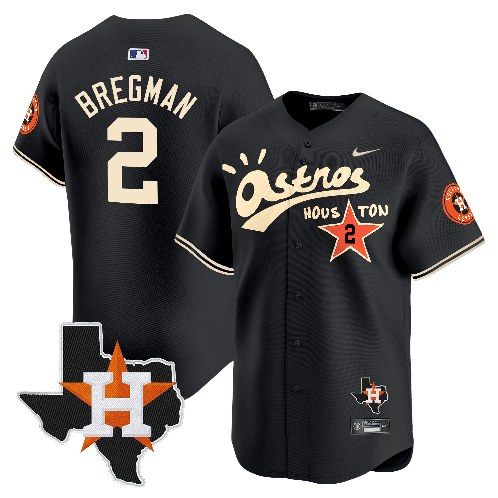 Alex Bregman Men's Houston Astros Cactus Jack Style Vapor Premier Limited Black Jersey - All Stitched