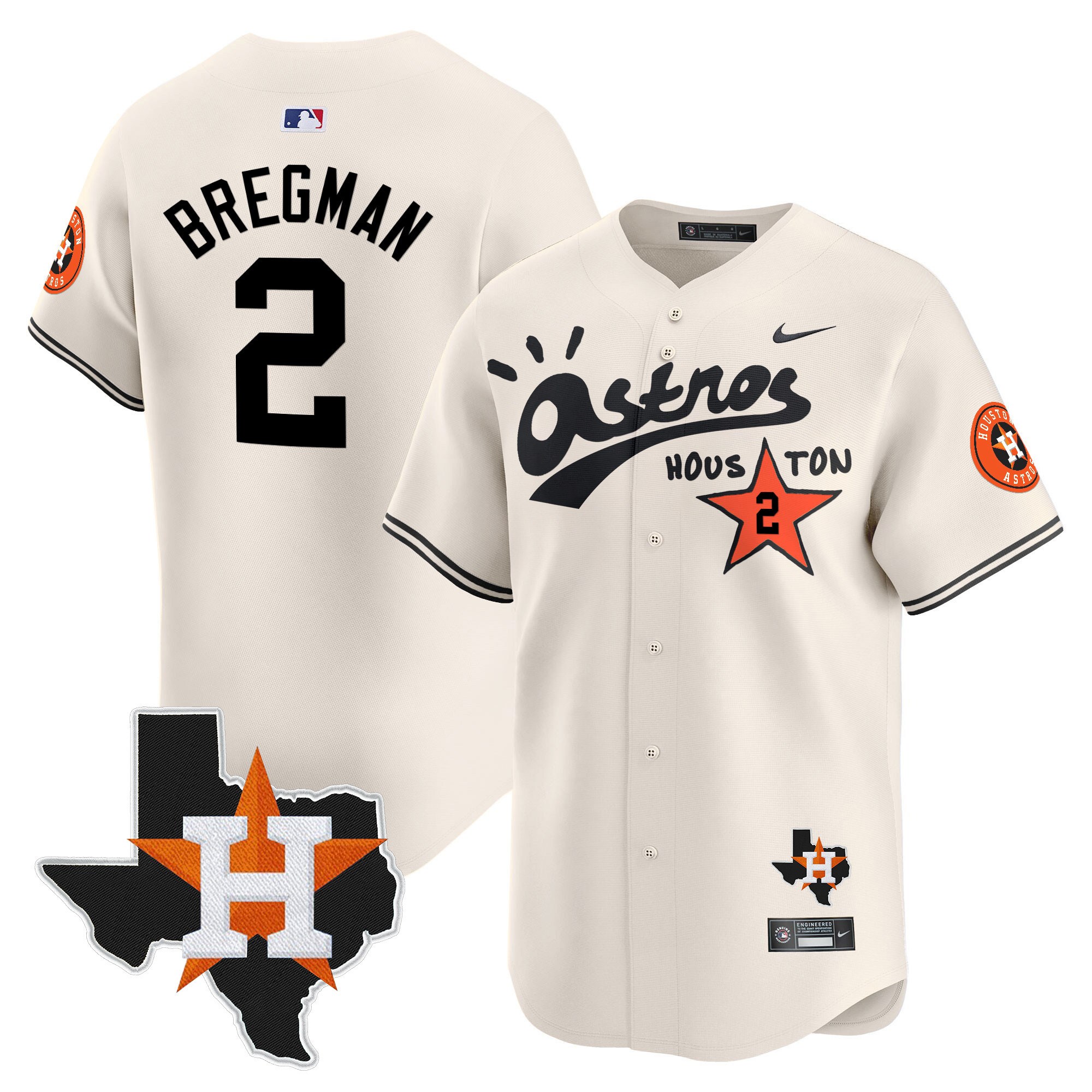 Alex Bregman Men's Houston Astros Cactus Jack Style Vapor Premier Limited Cream Jersey - All Stitched