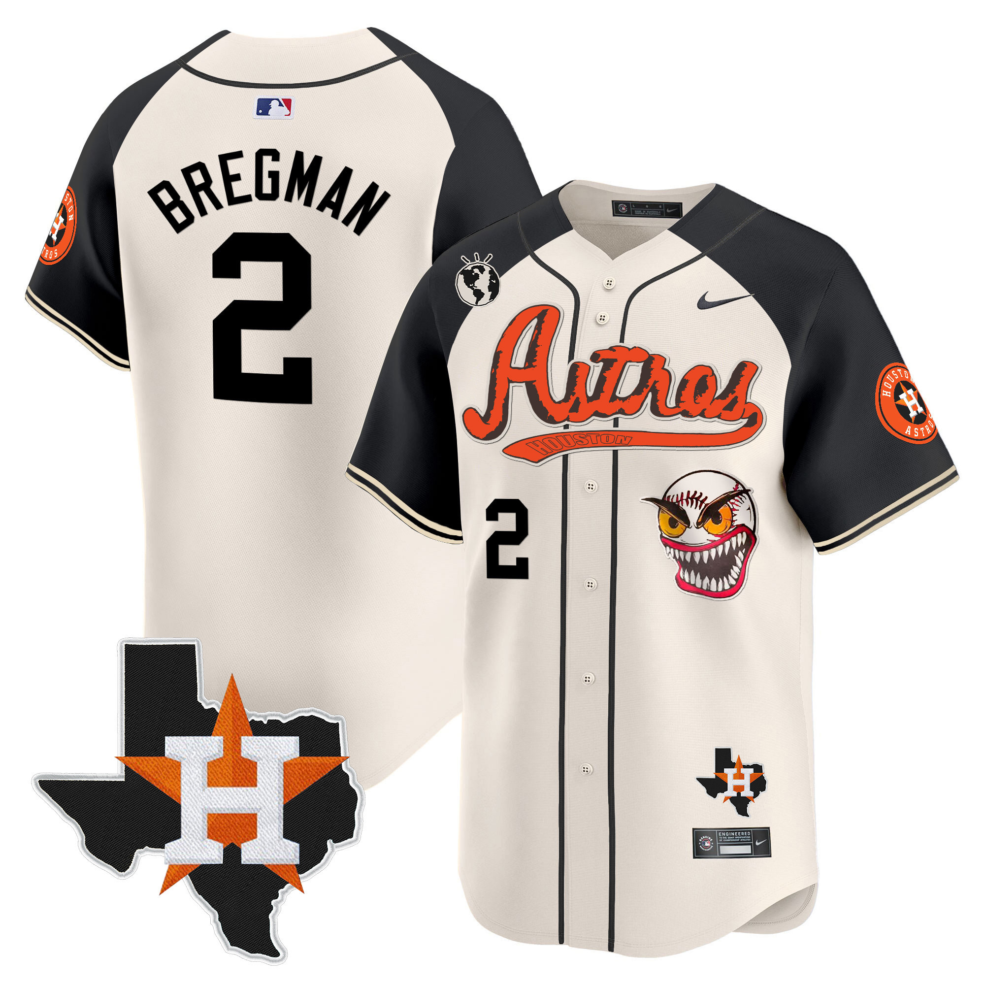 Alex Bregman Men's Houston Astros Cactus Jack Style Vapor Premier Limited V2 Cream Alternate Jersey - All Stitched