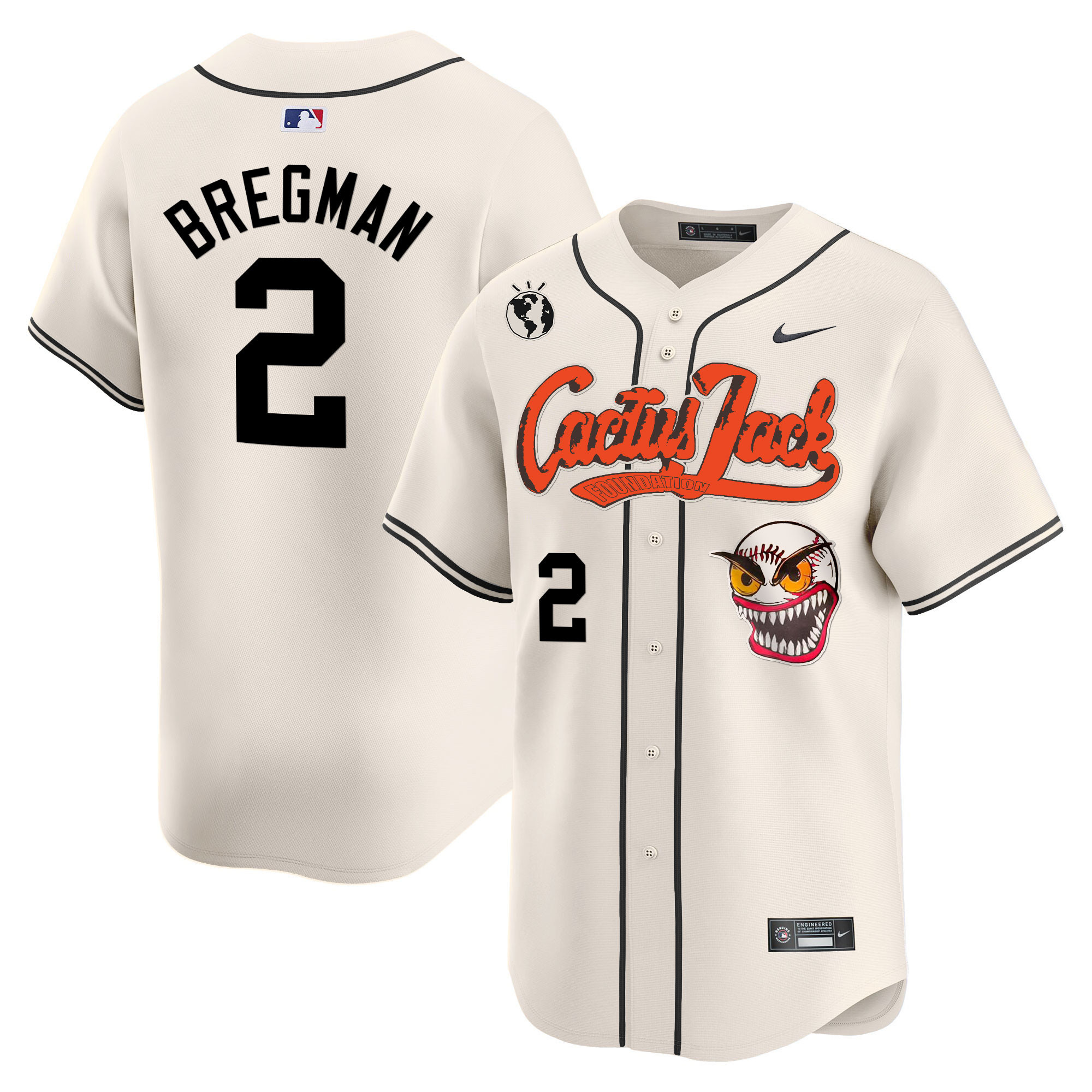 Alex Bregman Men's Houston Astros Cactus Jack Vapor Premier Limited Cream Jersey - All Stitched