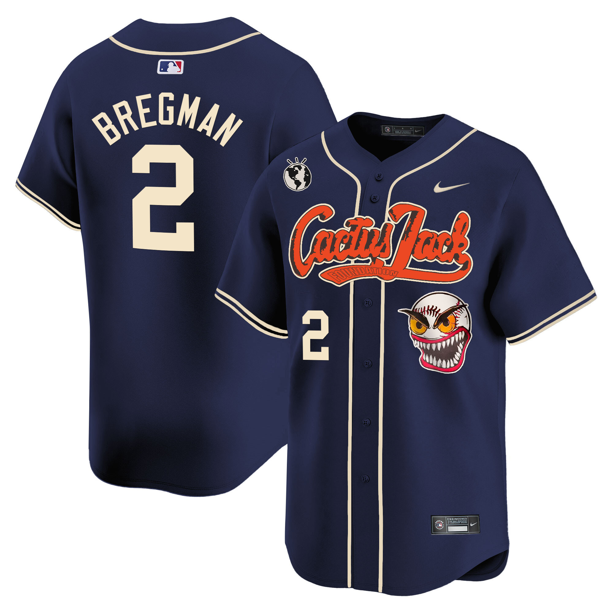 Alex Bregman Men's Houston Astros Cactus Jack Vapor Premier Limited Navy Jersey - All Stitched