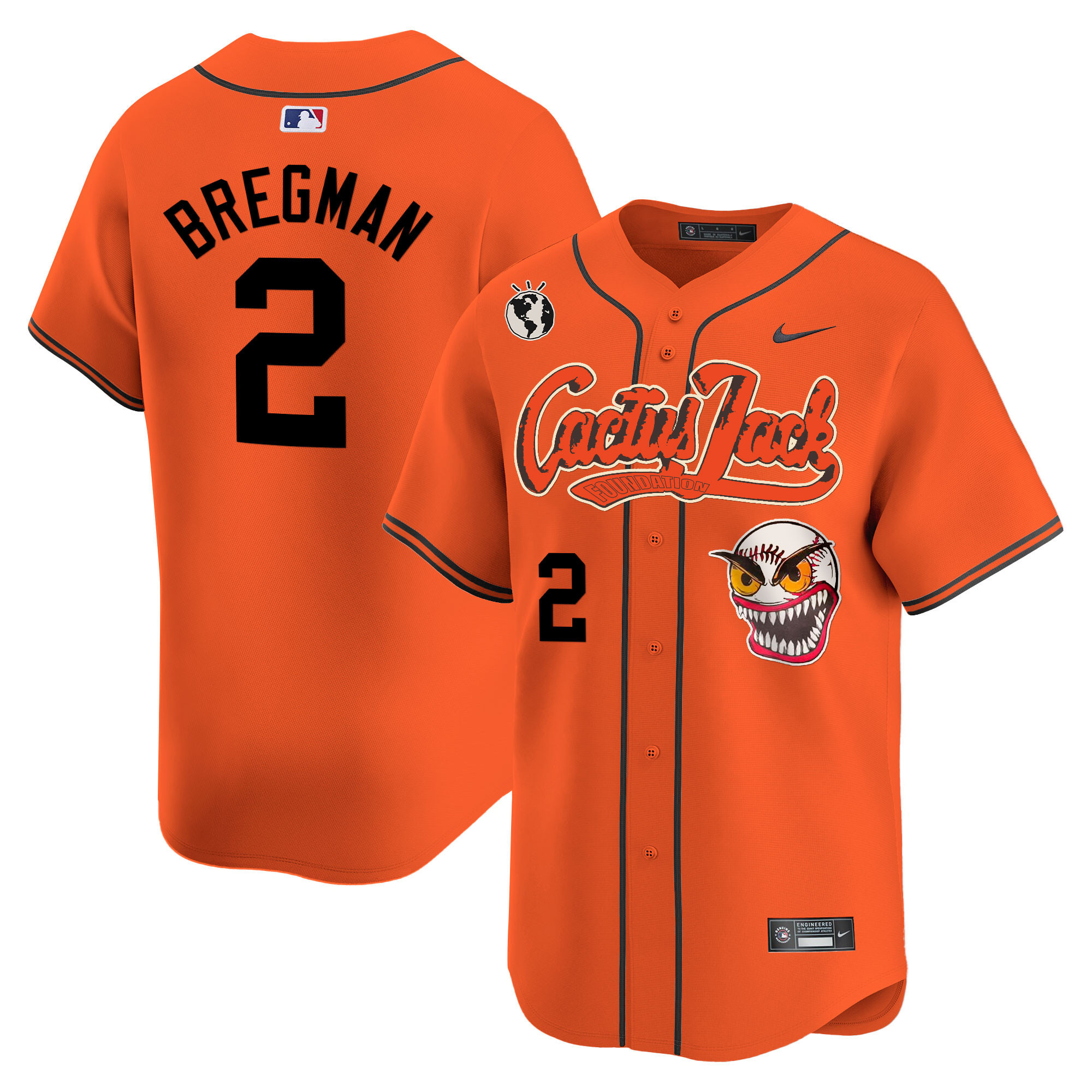 Alex Bregman Men's Houston Astros Cactus Jack Vapor Premier Limited Orange Jersey - All Stitched