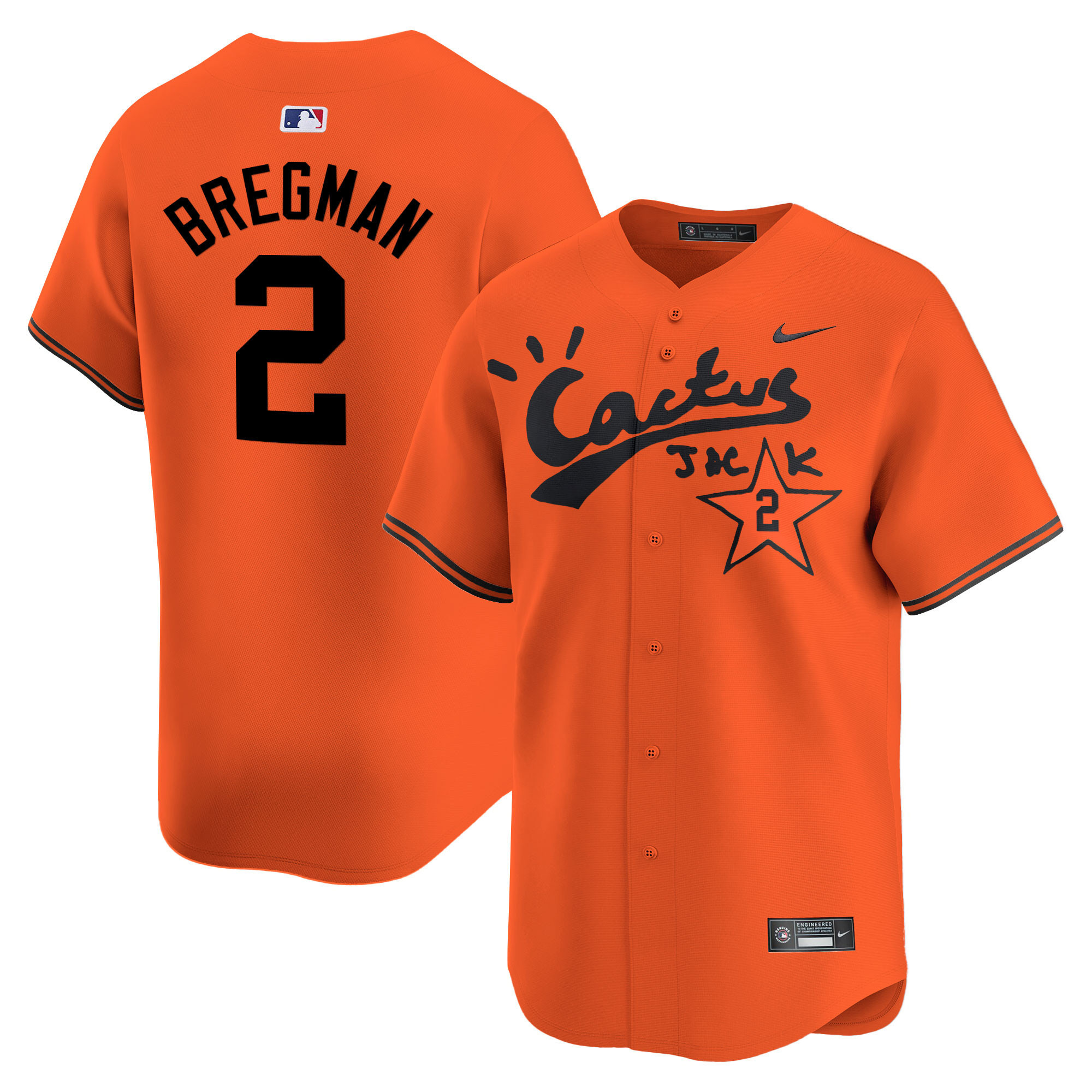 Alex Bregman Men's Houston Astros Cactus Jack Vapor Premier Limited V2 Orange Jersey - All Stitched