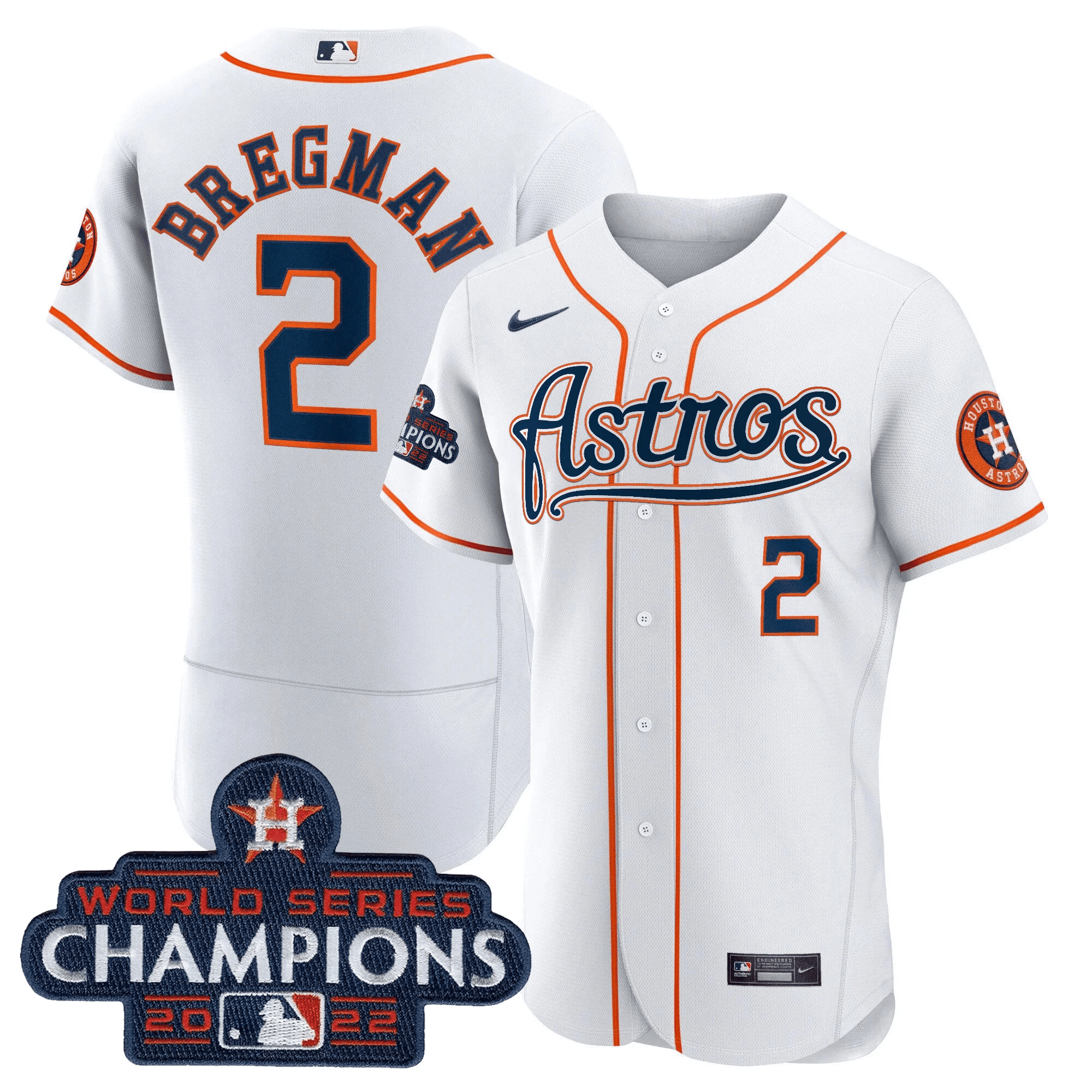 Alex Bregman Men's Houston Astros Champions & Throwback Patch Gold V2 Flex Home Jersey - All Stitched