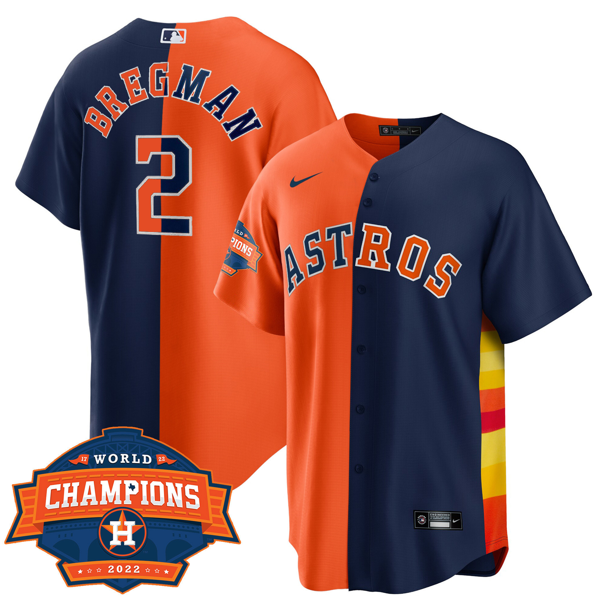 Alex Bregman Men's Houston Astros Cool Base Split Champions Limited Player Orange Navy Jersey