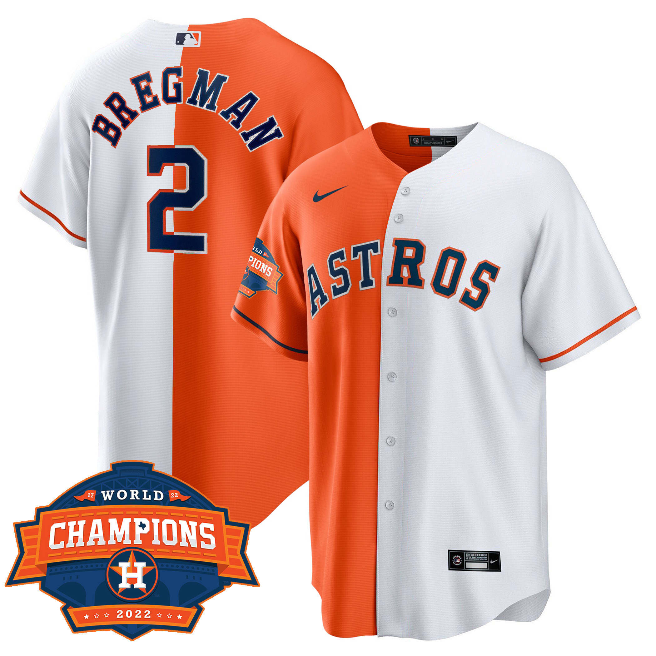 Alex Bregman Men's Houston Astros Cool Base Split Champions Limited Player White Orange Jersey