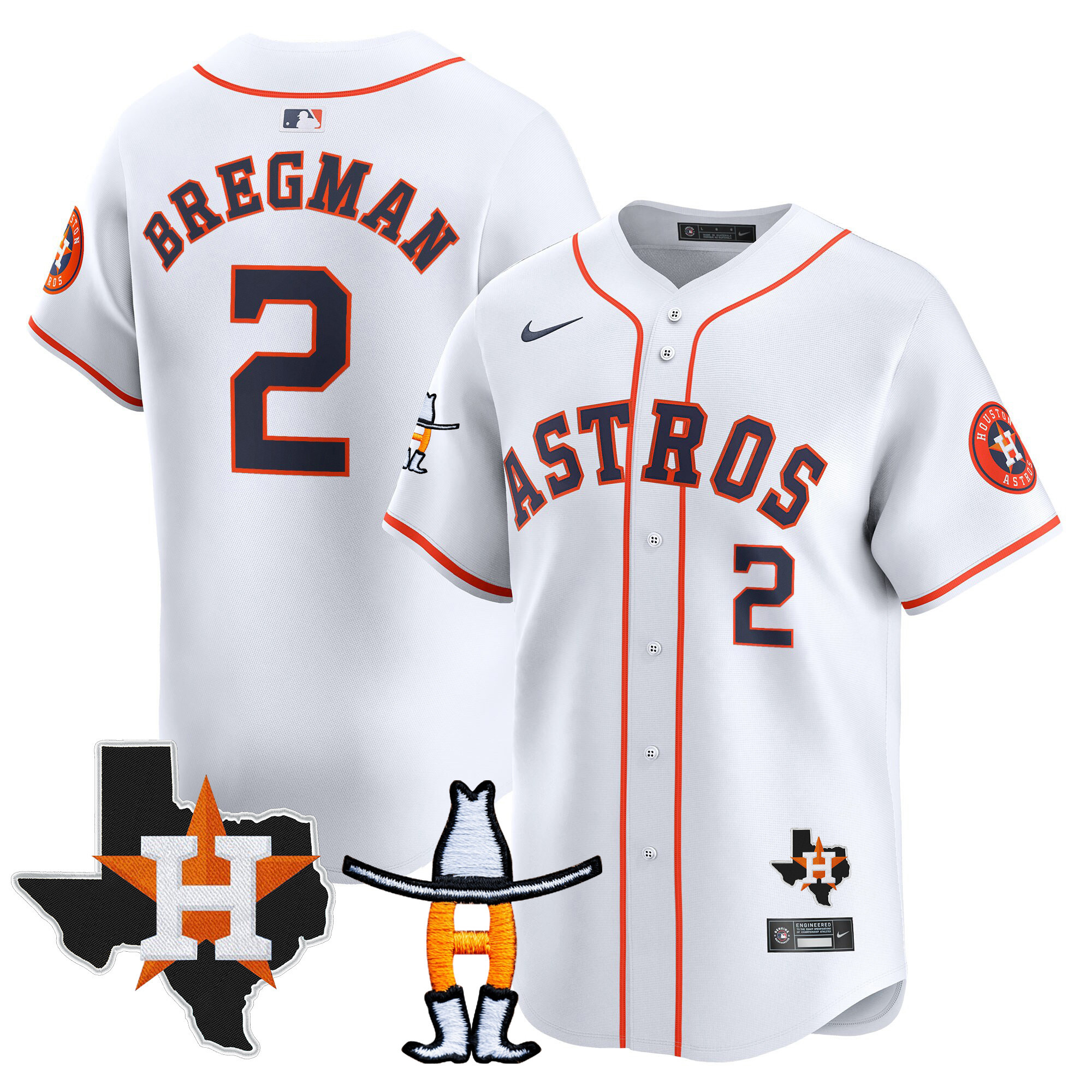 Alex Bregman Men's Houston Astros Houston Rodeo Patch Vapor Premier Limited V2 Home Jersey - All Stitched