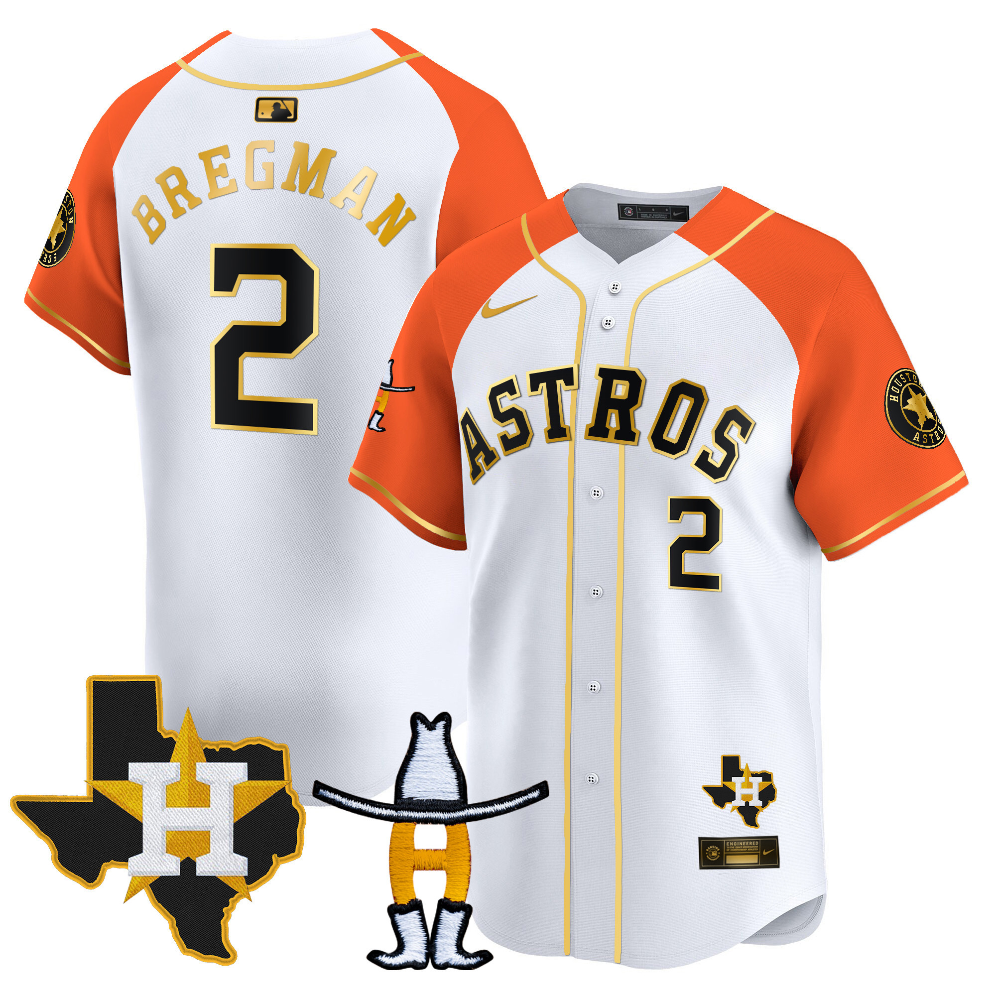 Alex Bregman Men's Houston Astros Houston Rodeo Patch Vapor Premier Limited V2 White Alternate Jersey - All Stitched