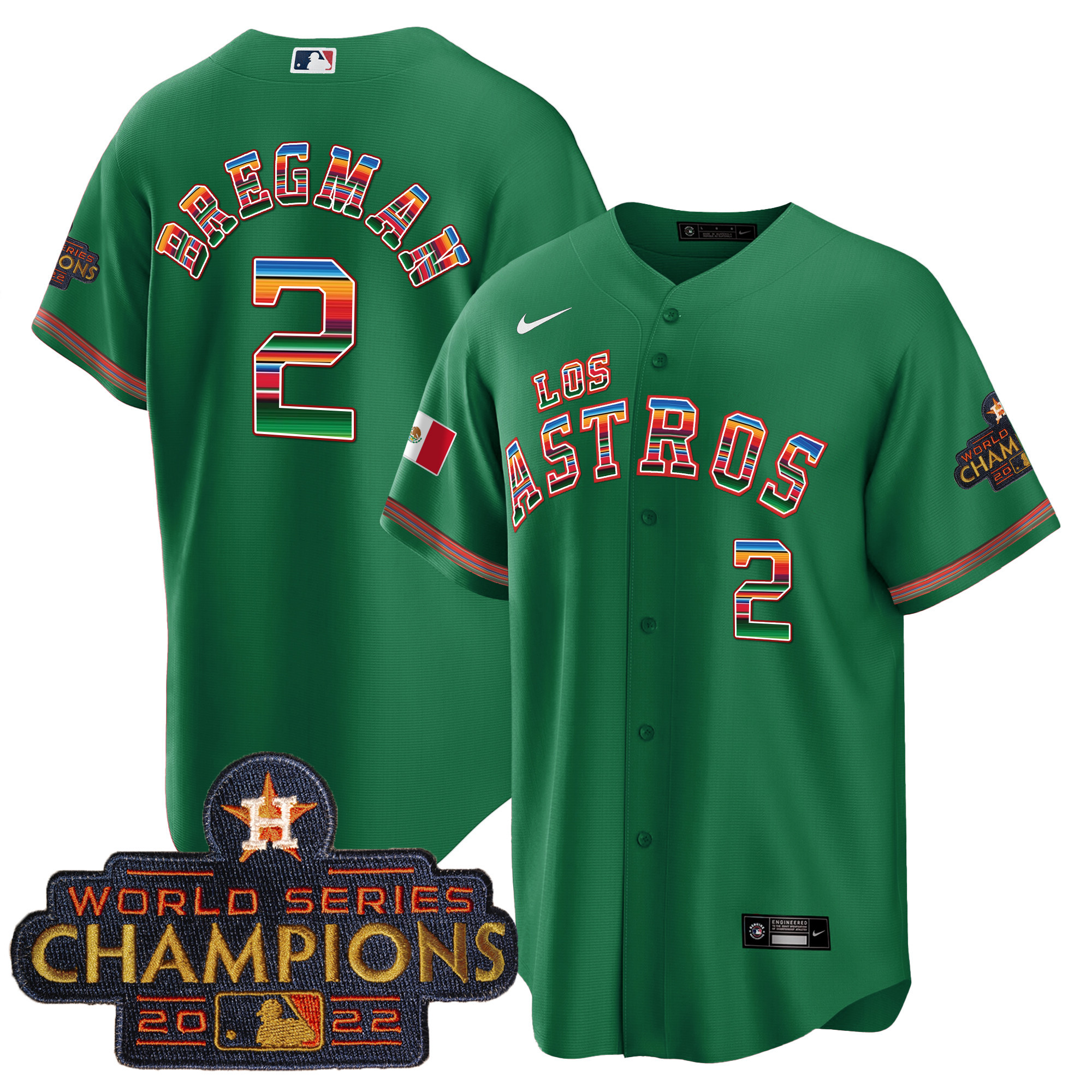 Alex Bregman Men's Houston Astros Los Houston Astros Mexico Green Jersey - All Stitched
