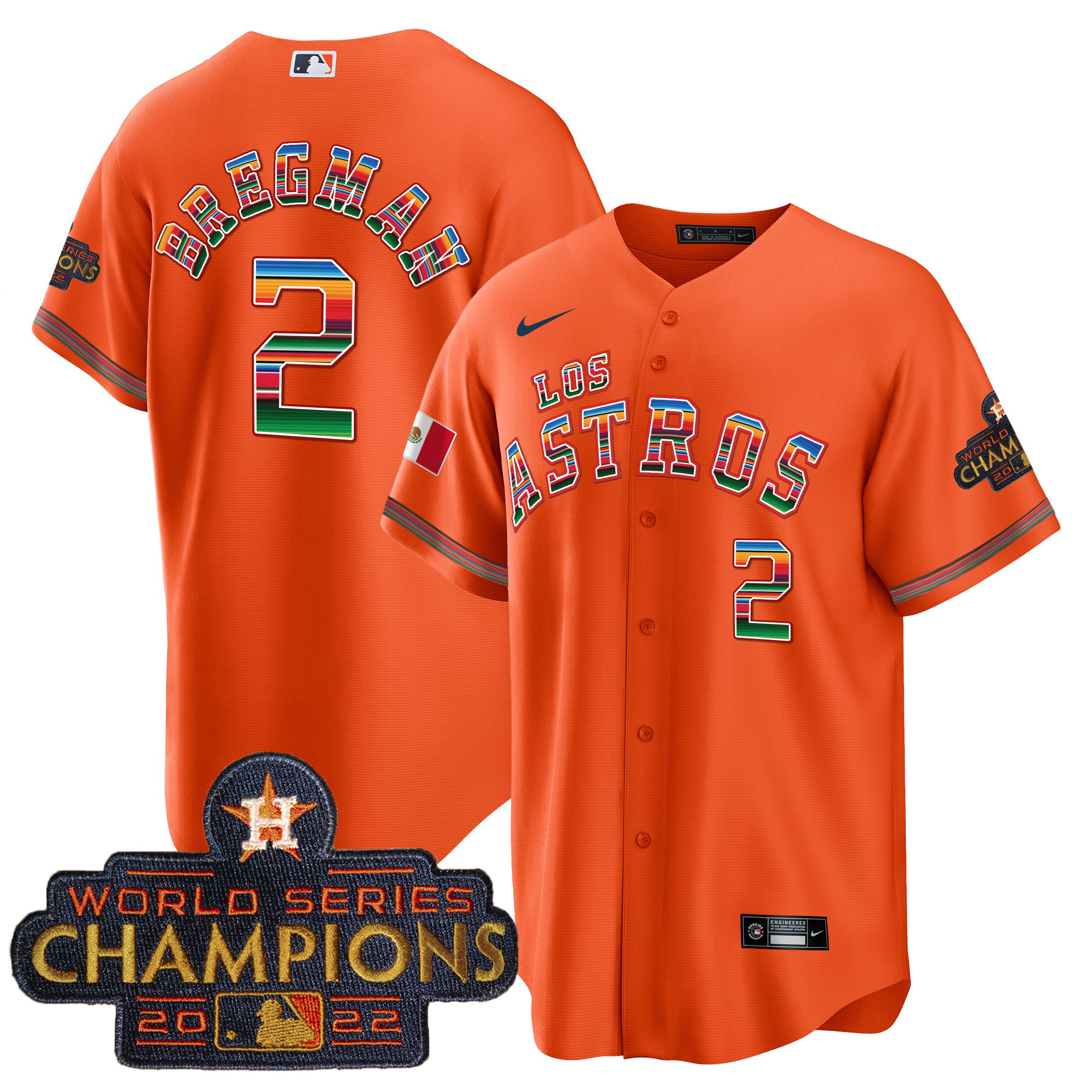 Alex Bregman Men's Houston Astros Los Houston Astros Mexico Orange Jersey - All Stitched