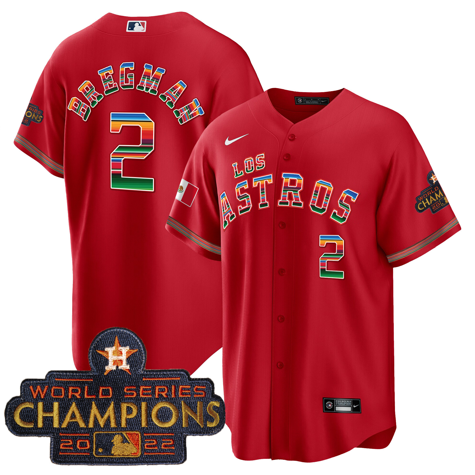 Alex Bregman Men's Houston Astros Los Houston Astros Mexico Red Jersey - All Stitched