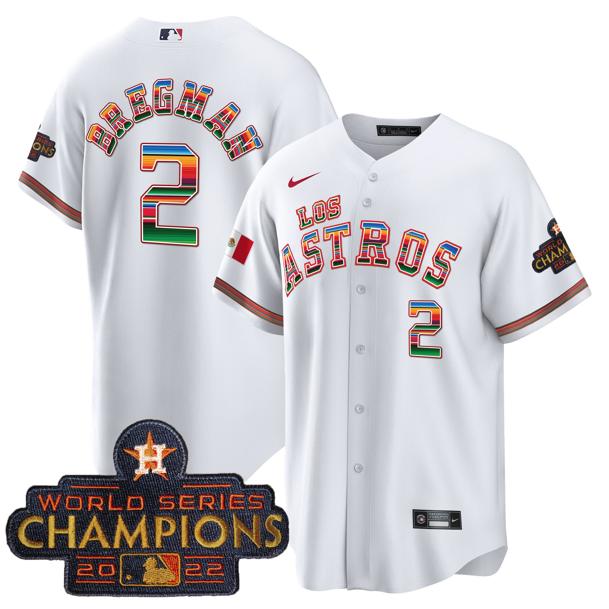 Alex Bregman Men's Houston Astros Los Houston Astros Mexico White Jersey - All Stitched