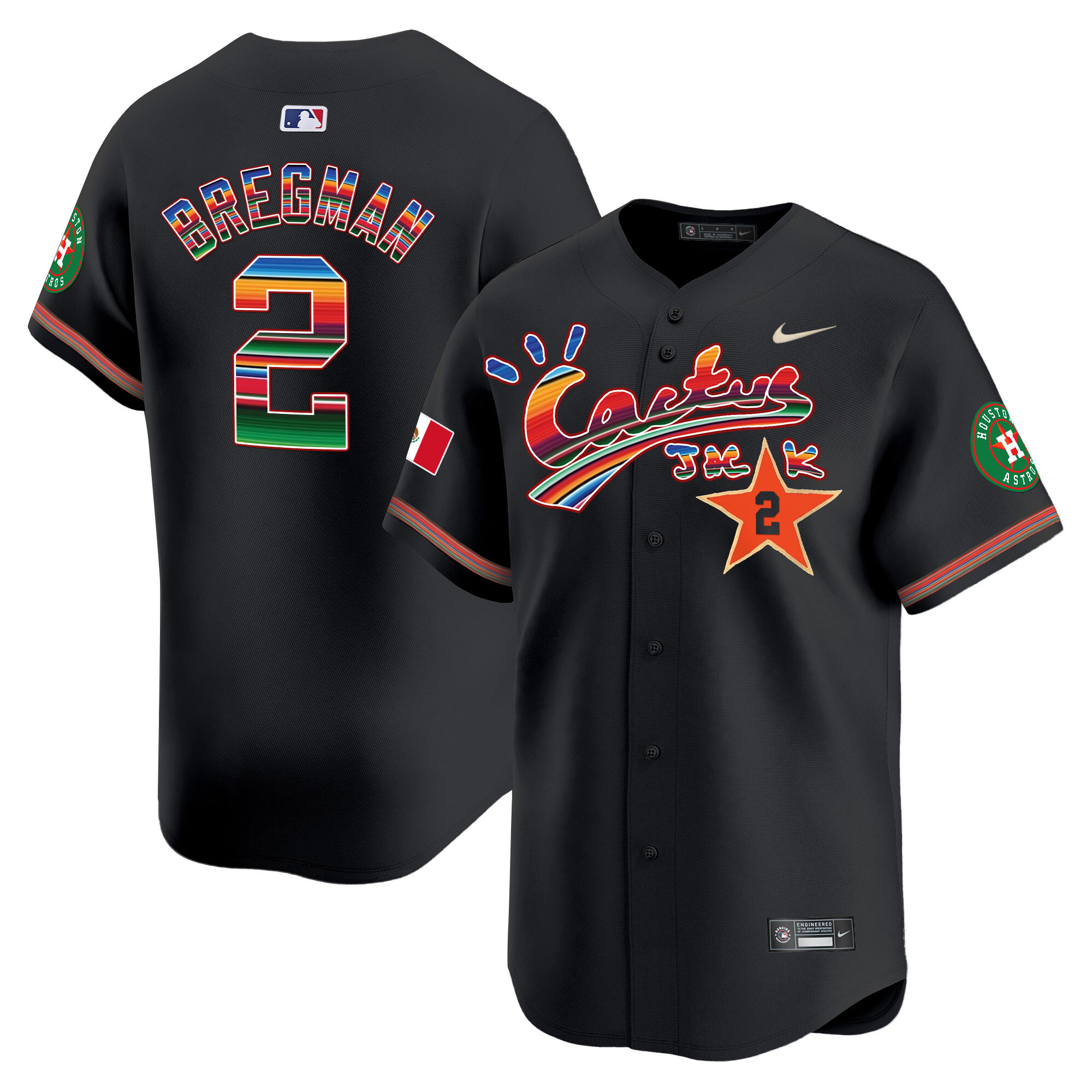 Alex Bregman Men's Houston Astros Mexico Cactus Jack Vapor Premier Limited Black Jersey - All Stitched