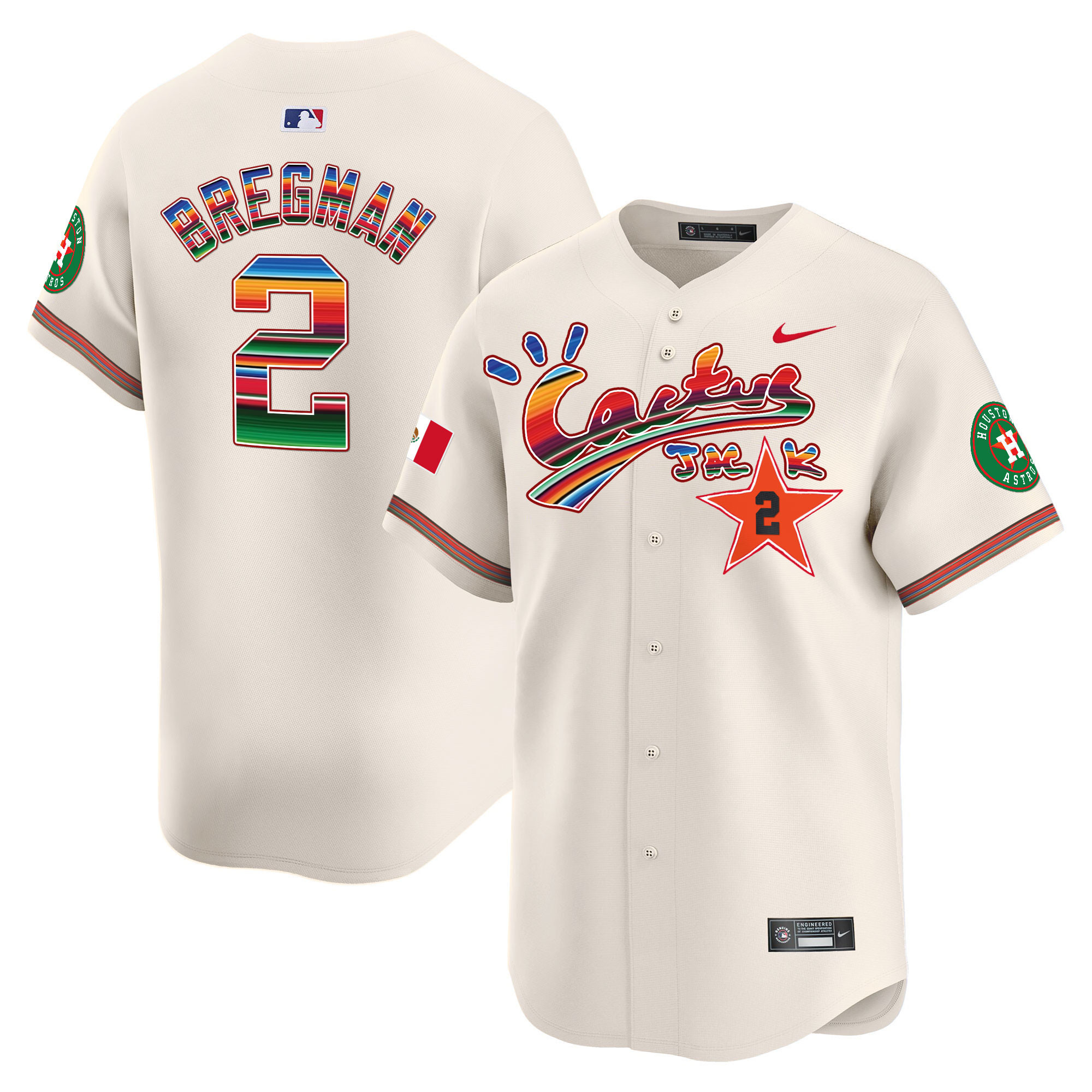 Alex Bregman Men's Houston Astros Mexico Cactus Jack Vapor Premier Limited Cream Jersey - All Stitched