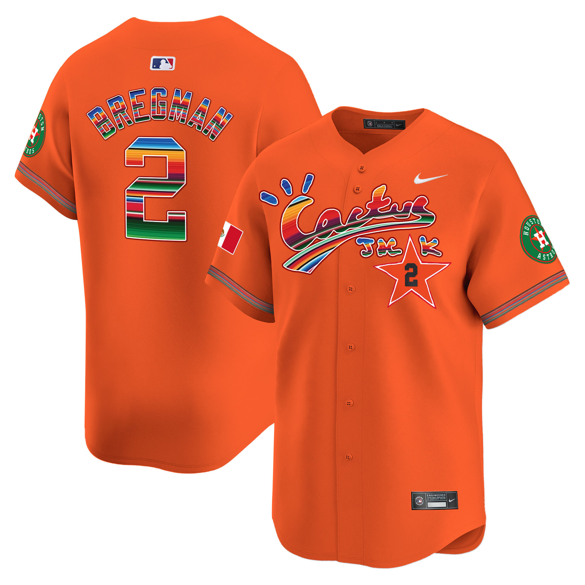 Alex Bregman Men's Houston Astros Mexico Cactus Jack Vapor Premier Limited Orange Jersey - All Stitched