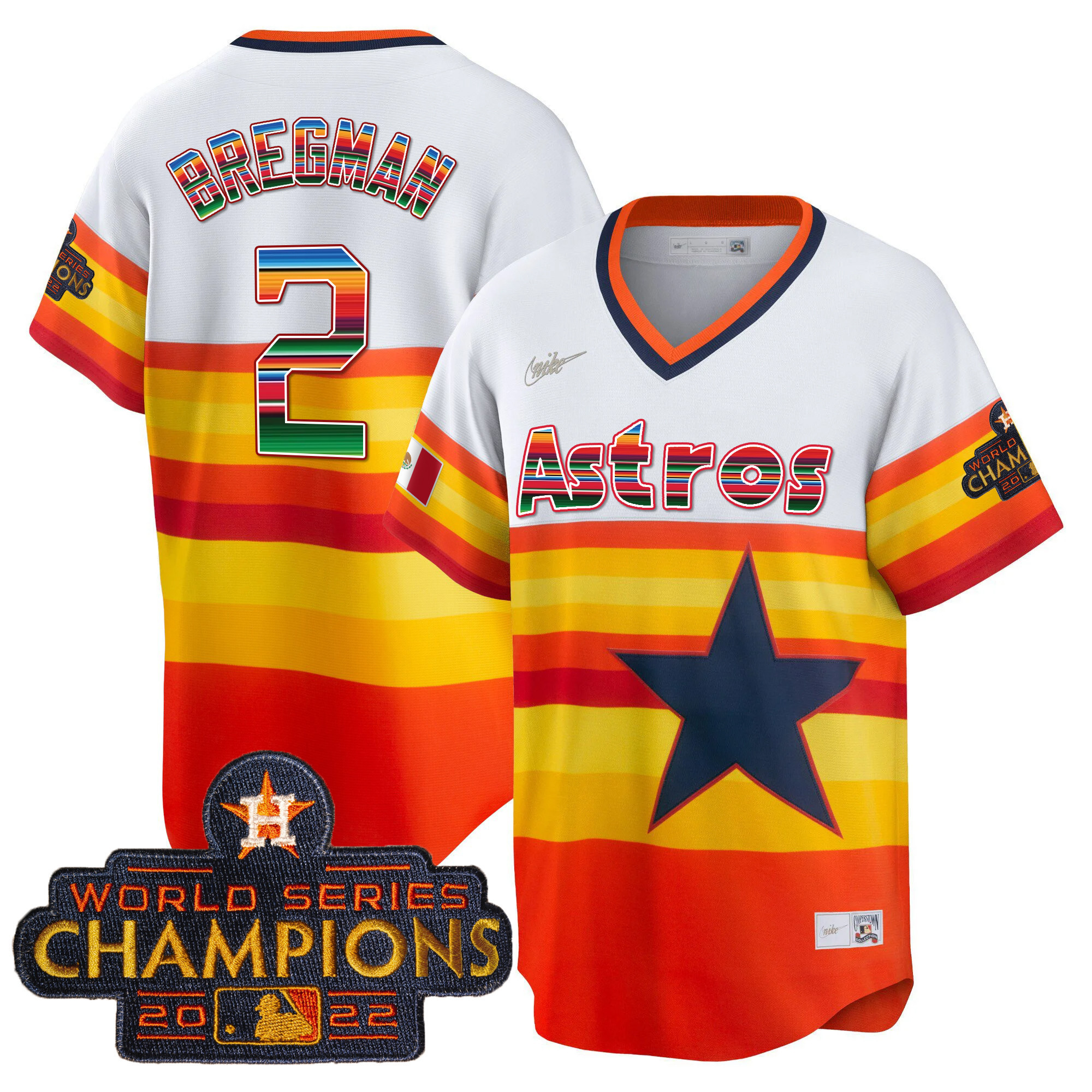 Alex Bregman Men's Houston Astros Mexico Cool Base Limited V2 1980'S Throwback Jersey - All Stitched