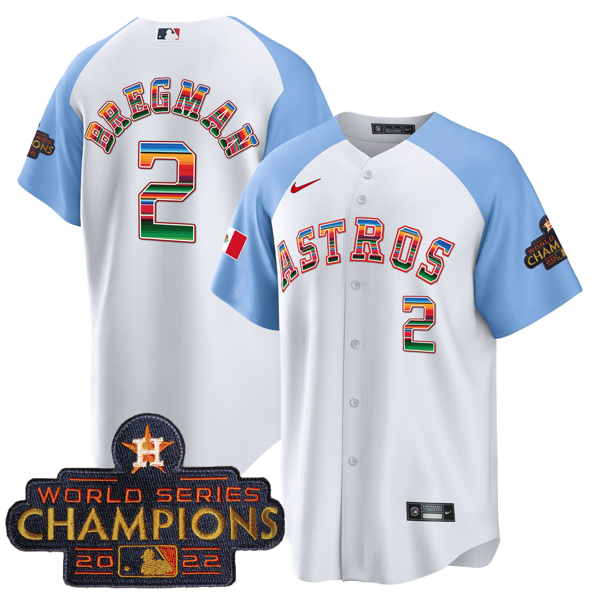 Alex Bregman Men's Houston Astros Mexico Cool Base Limited V2 Blue Alternate Jersey - All Stitched