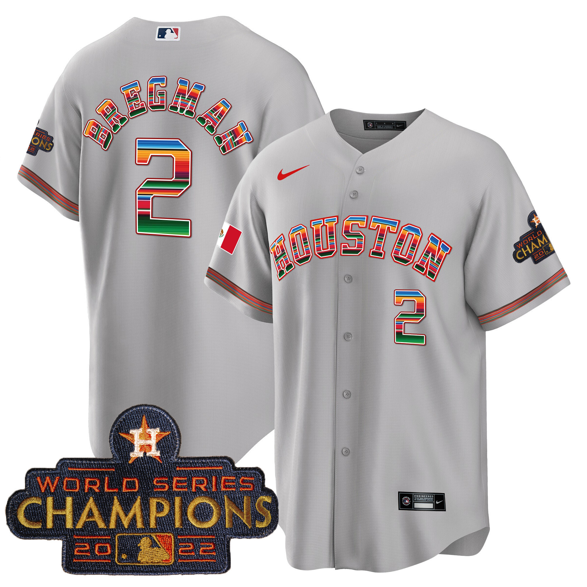 Alex Bregman Men's Houston Astros Mexico Cool Base Limited V2 Gray Jersey - All Stitched