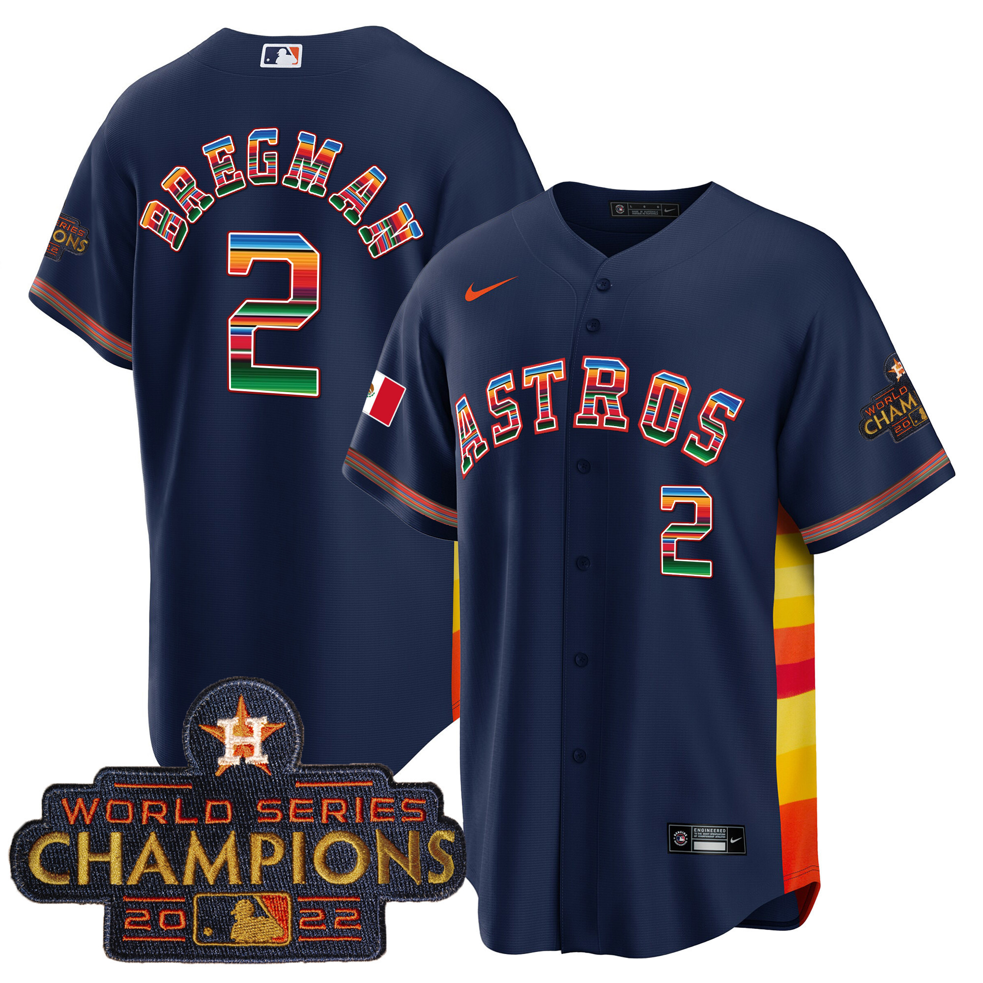 Alex Bregman Men's Houston Astros Mexico Cool Base Limited V2 Navy Alternate Jersey - All Stitched