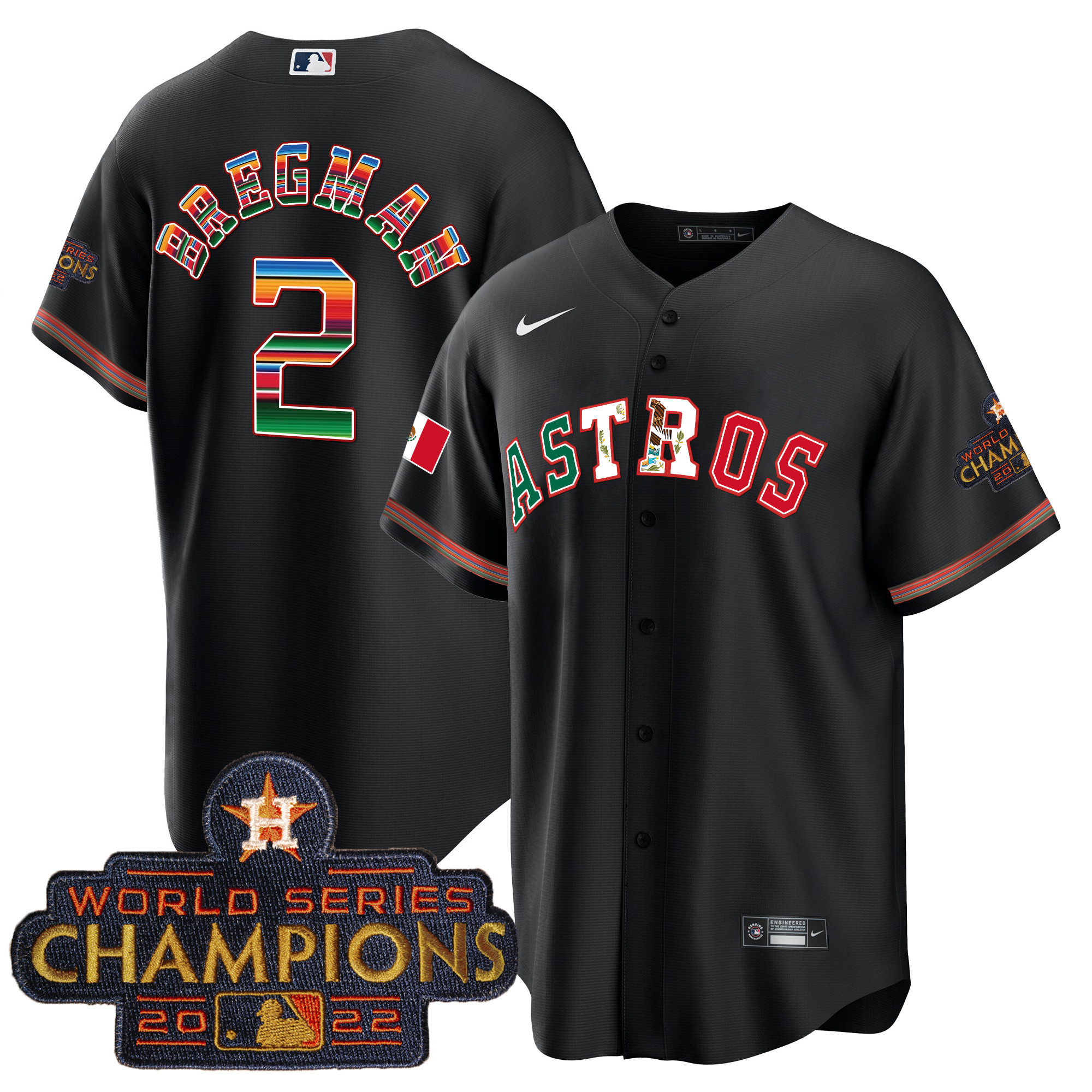 Alex Bregman Men's Houston Astros Mexico Cool Base Limited V3 Black Jersey - All Stitched