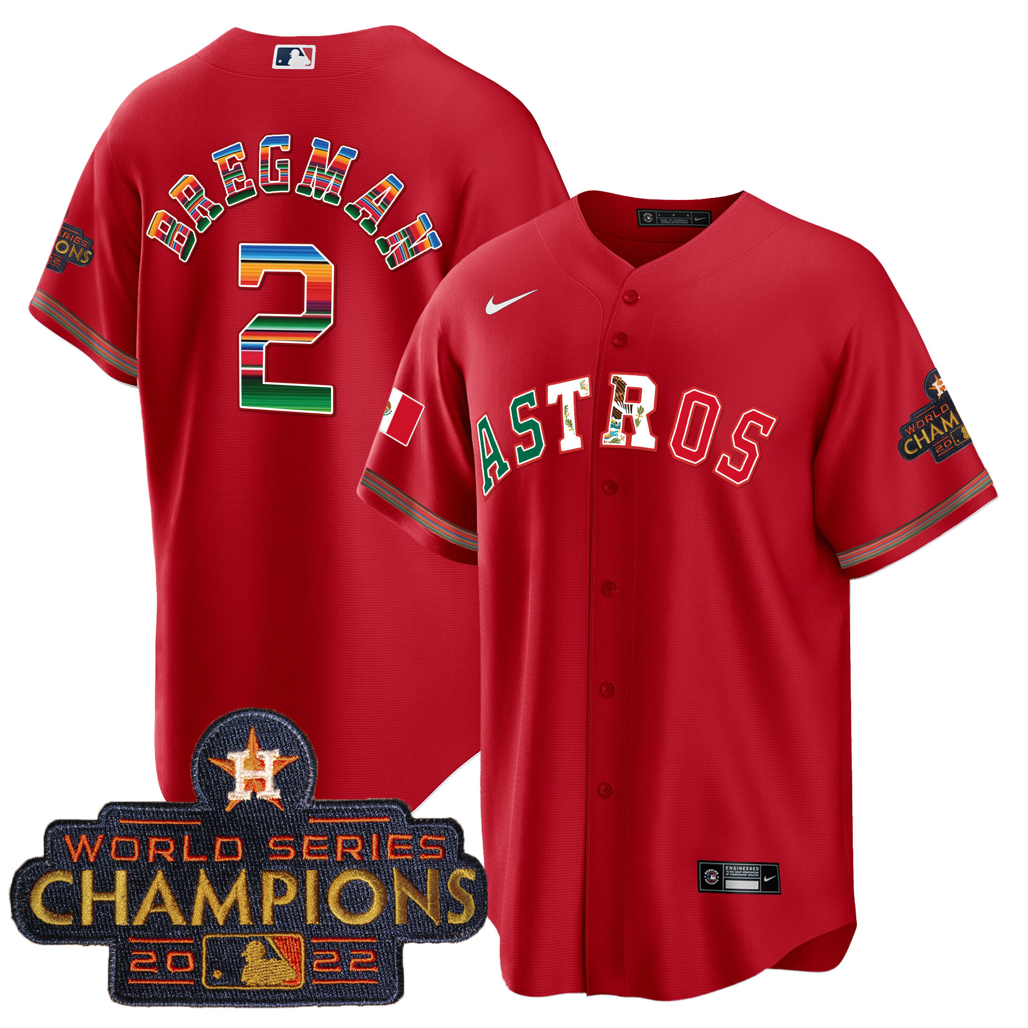 Alex Bregman Men's Houston Astros Mexico Cool Base Limited V3 Red Jersey - All Stitched