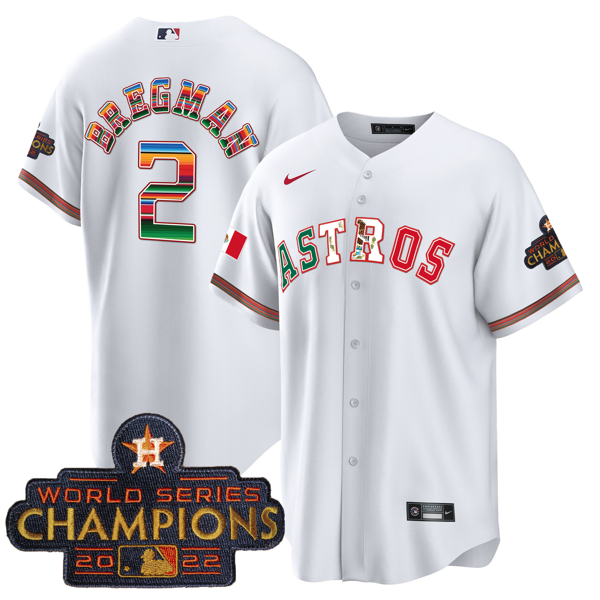 Alex Bregman Men's Houston Astros Mexico Cool Base Limited V3 White Jersey - All Stitched