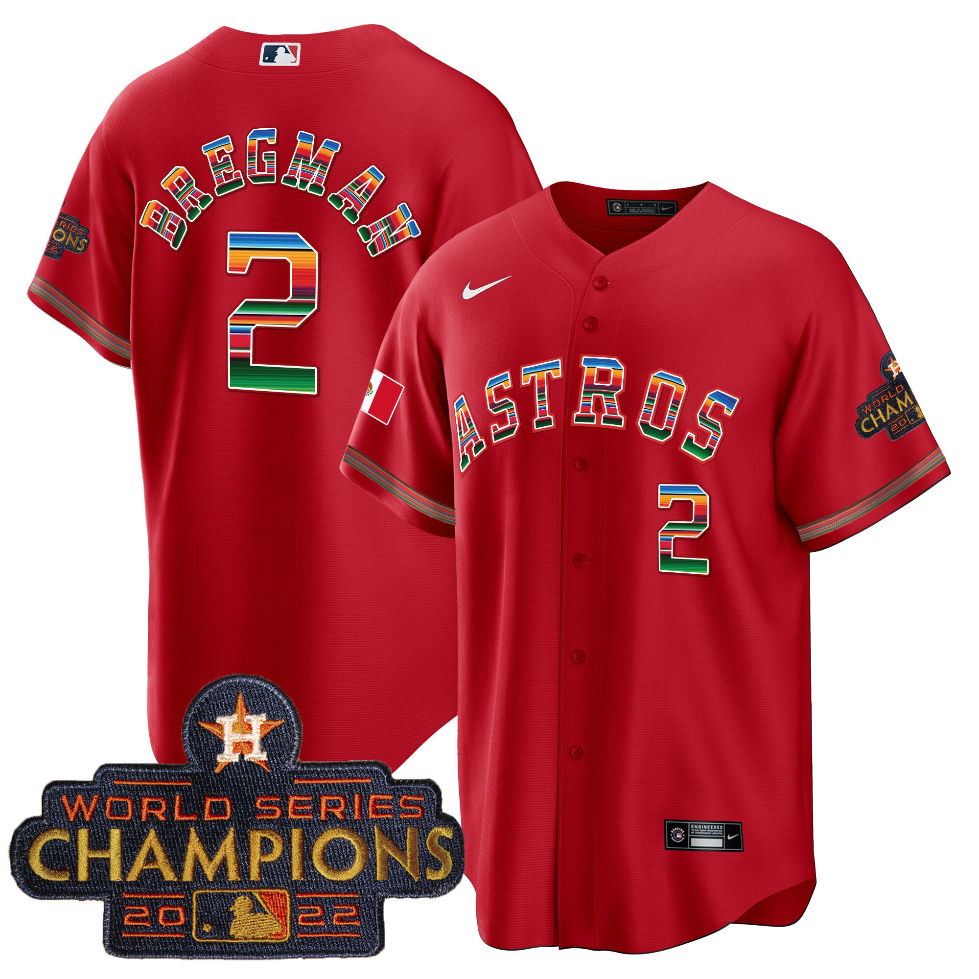 Alex Bregman Men's Houston Astros Mexico Hispanic Heritage Red Jersey - All Stitched