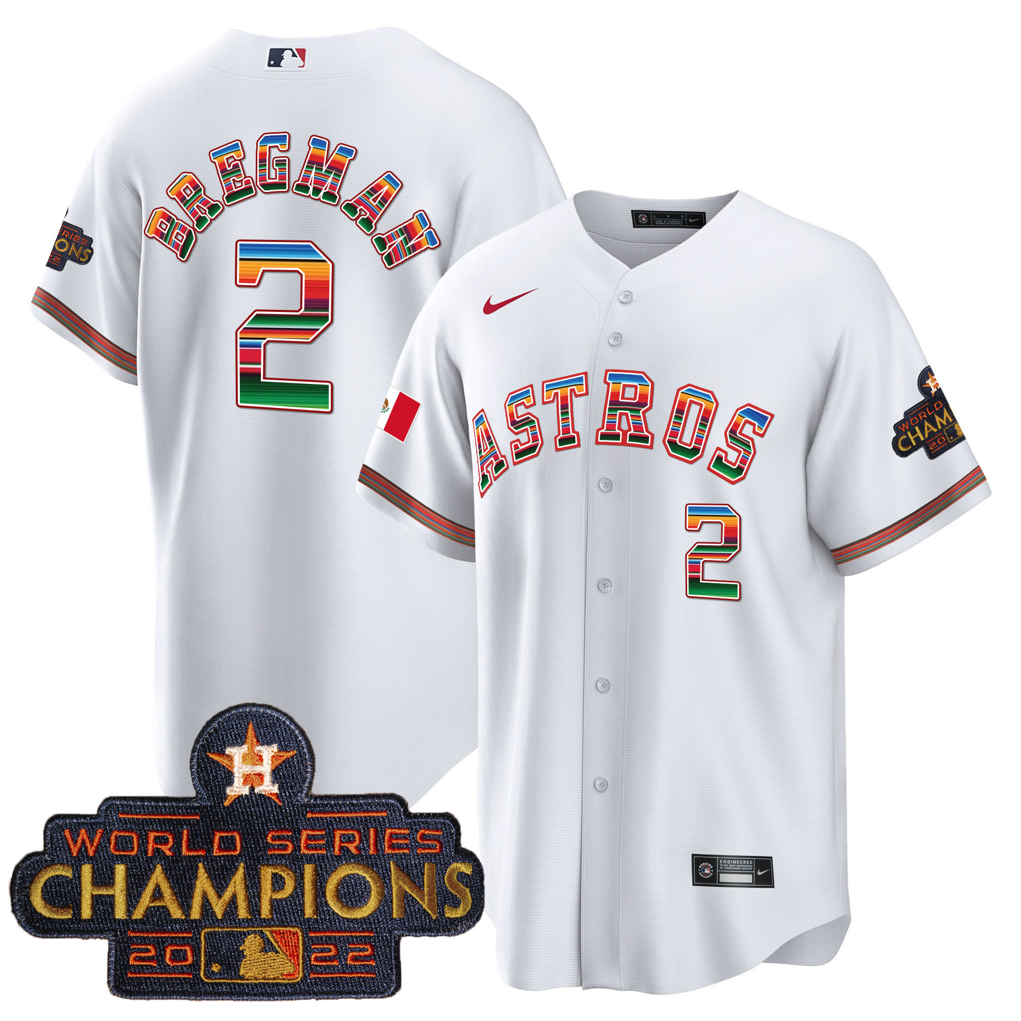Alex Bregman Men's Houston Astros Mexico Hispanic Heritage White Jersey - All Stitched