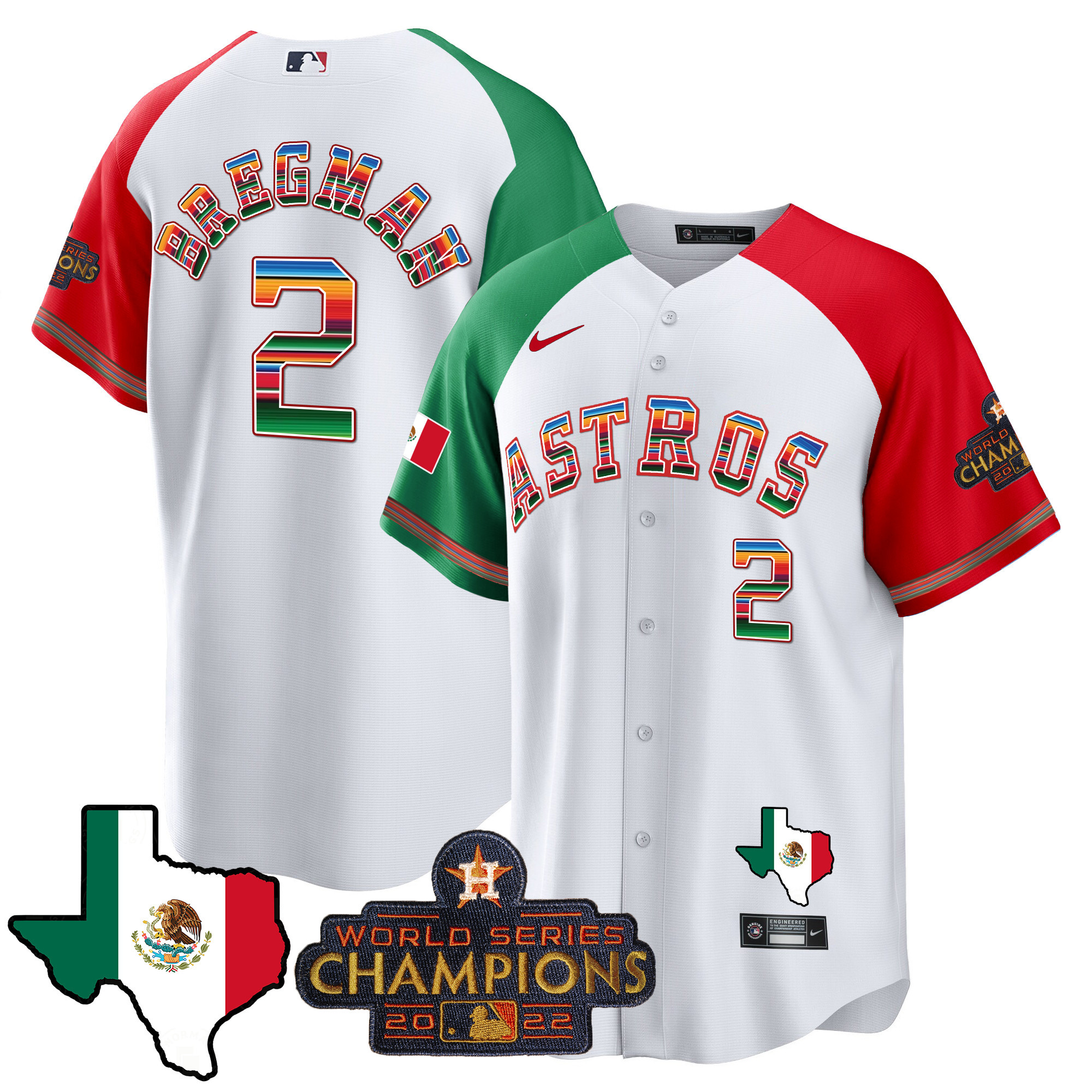 Alex Bregman Men's Houston Astros Mexico Texas Map Cool Base Alternate Jersey - All Stitched