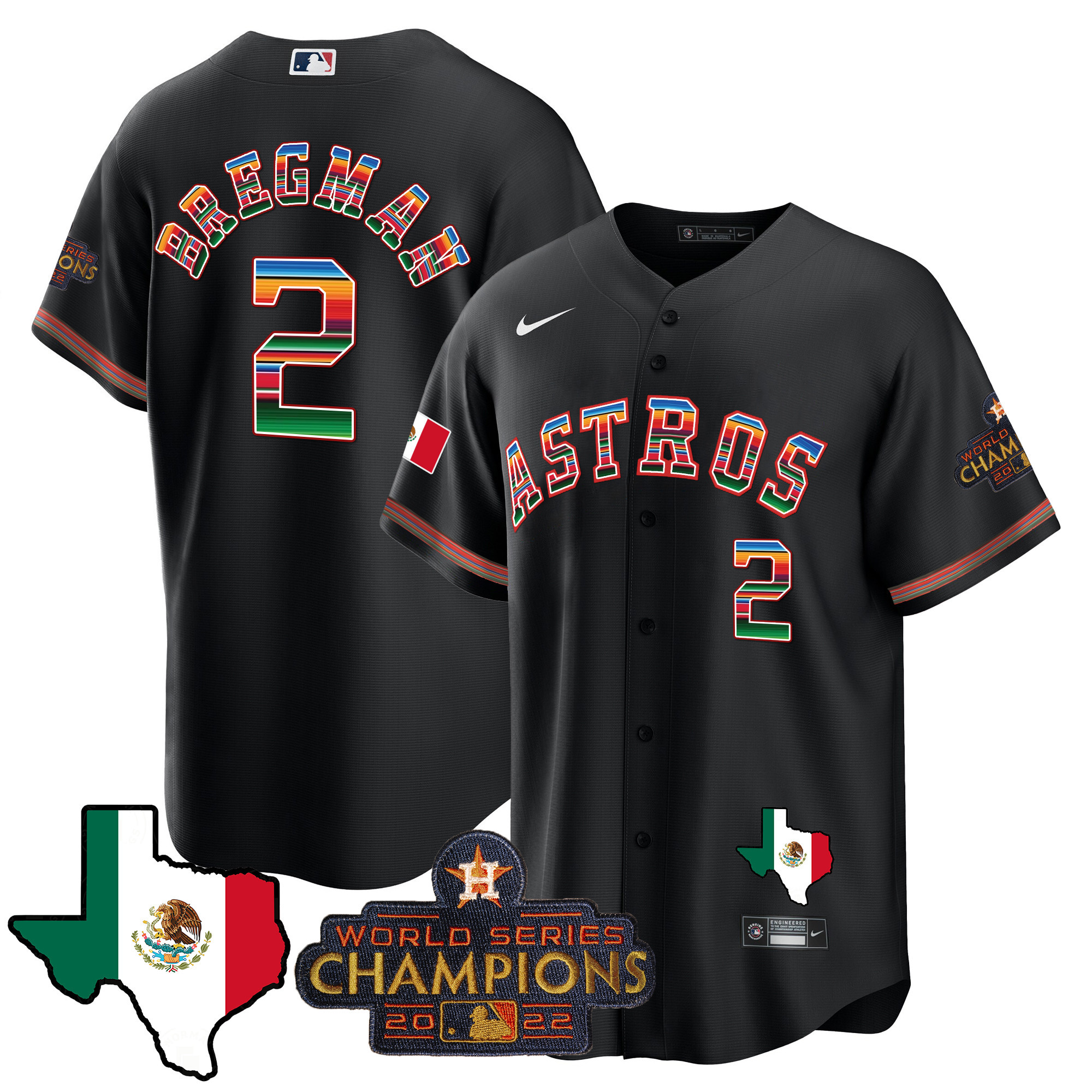 Alex Bregman Men's Houston Astros Mexico Texas Map Cool Base Black Jersey - All Stitched