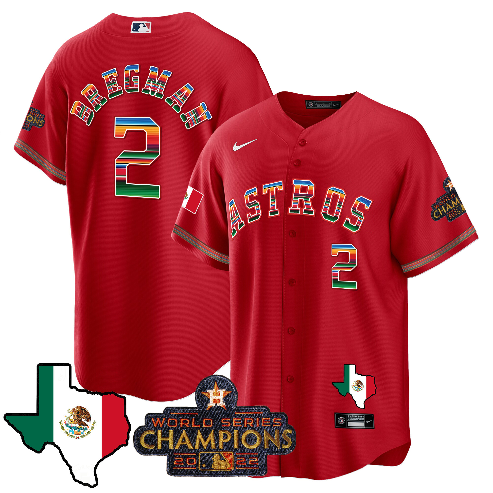 Alex Bregman Men's Houston Astros Mexico Texas Map Cool Base Red Jersey - All Stitched
