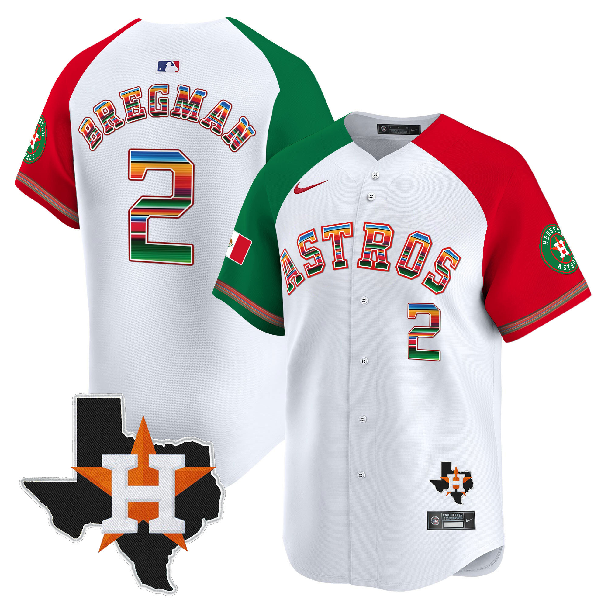 Alex Bregman Men's Houston Astros Mexico Texas Patch Vapor Premier Limited Alternate Jersey - All Stitched