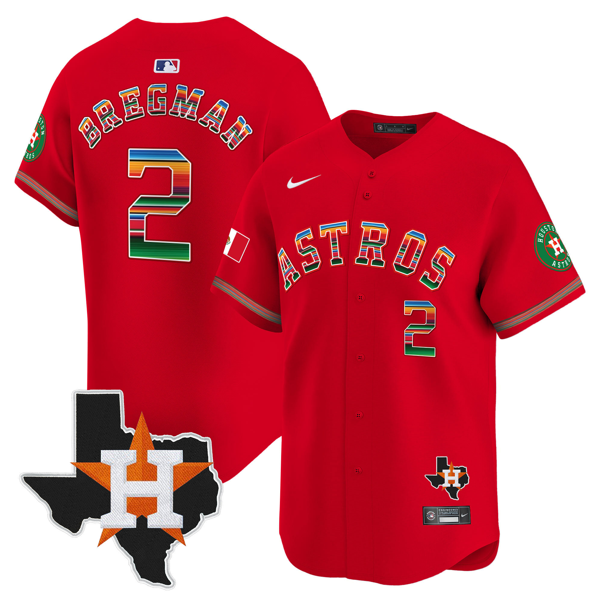 Alex Bregman Men's Houston Astros Mexico Texas Patch Vapor Premier Limited Red Jersey - All Stitched