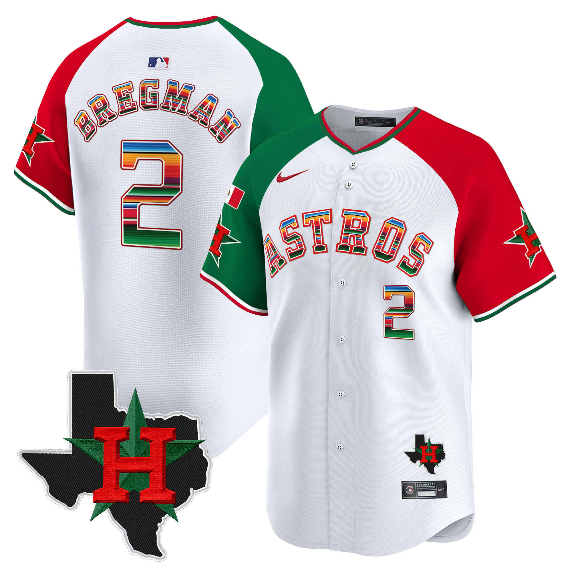 Alex Bregman Men's Houston Astros Mexico Texas Patch Vapor Premier Limited V2 Alternate Jersey - All Stitched
