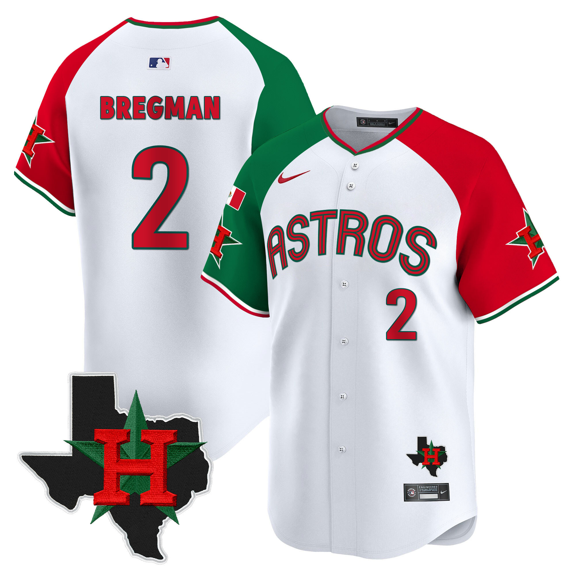 Alex Bregman Men's Houston Astros Mexico Texas Patch Vapor Premier Limited V3 Alternate Jersey - All Stitched
