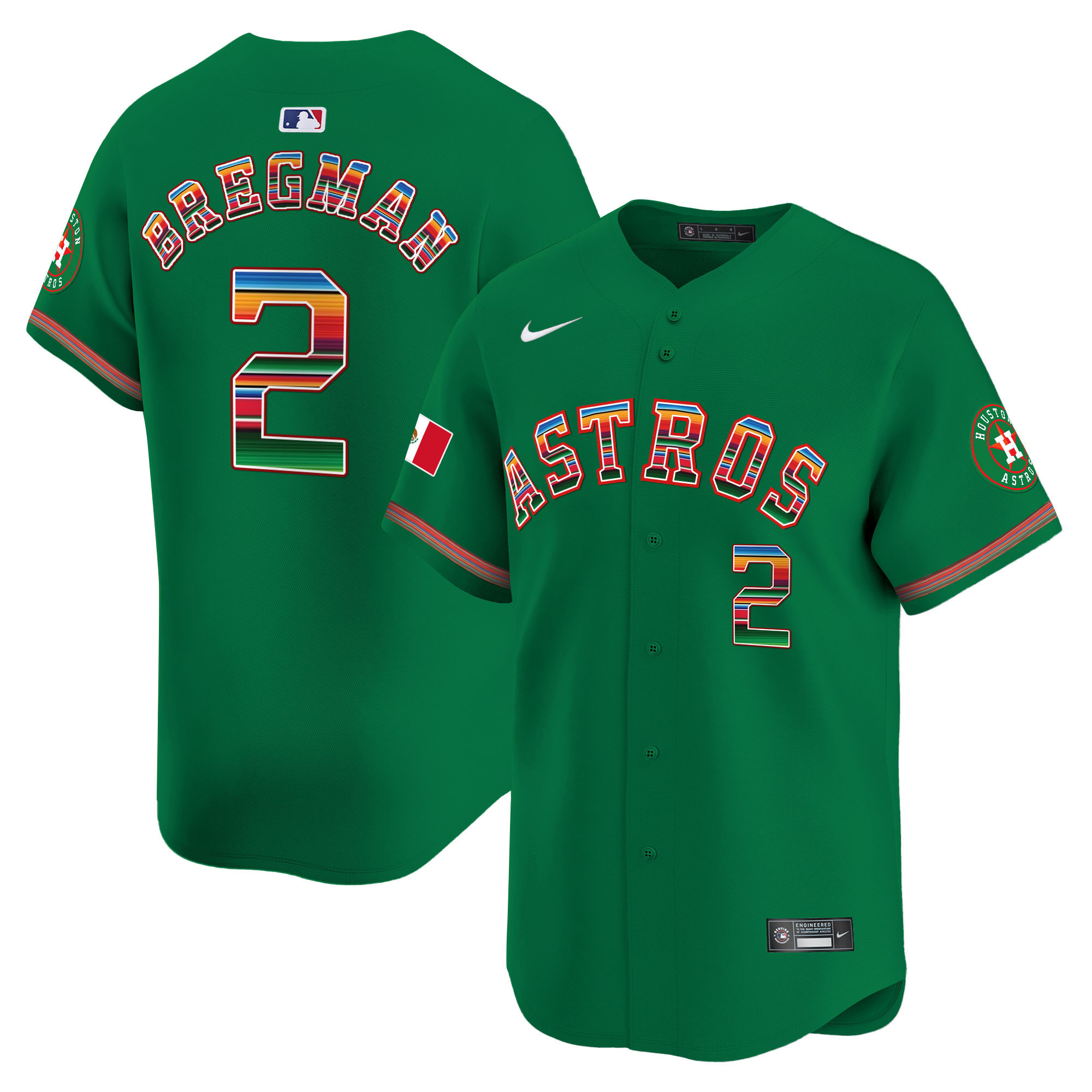 Alex Bregman Men's Houston Astros Mexico Vapor Premier Limited Green Jersey - All Stitched