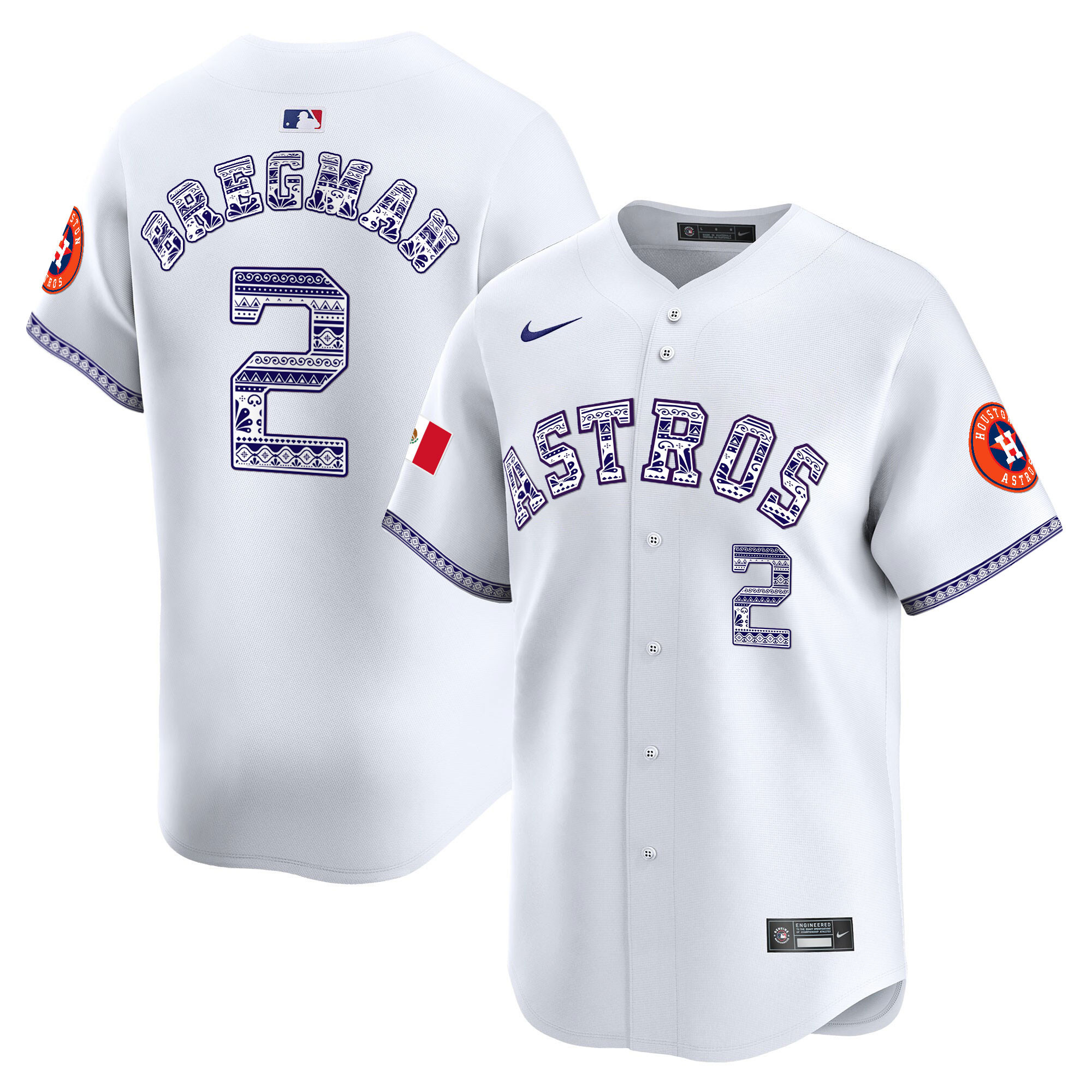Alex Bregman Men's Houston Astros Mexico Vapor Premier Limited V2 White Jersey - All Stitched