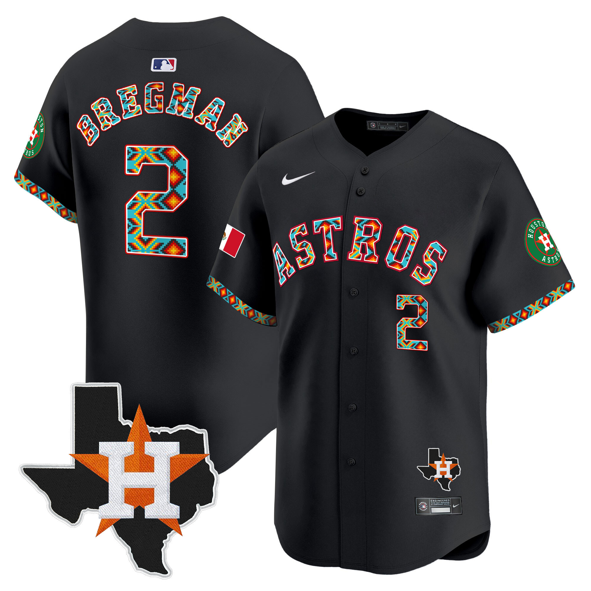 Alex Bregman Men's Houston Astros Mexico Vapor Premier Limited V3 Black Jersey - All Stitched