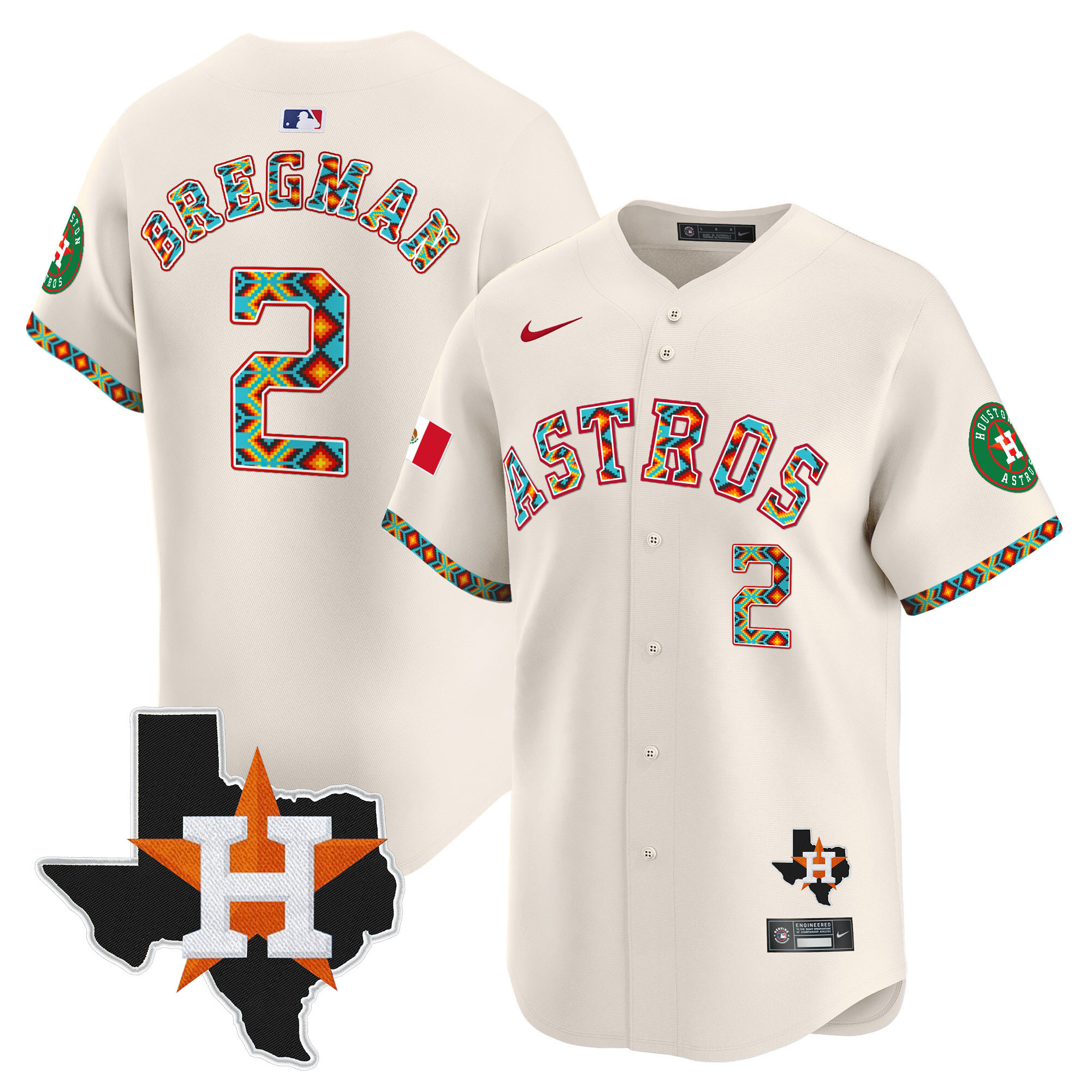 Alex Bregman Men's Houston Astros Mexico Vapor Premier Limited V3 Cream Jersey - All Stitched