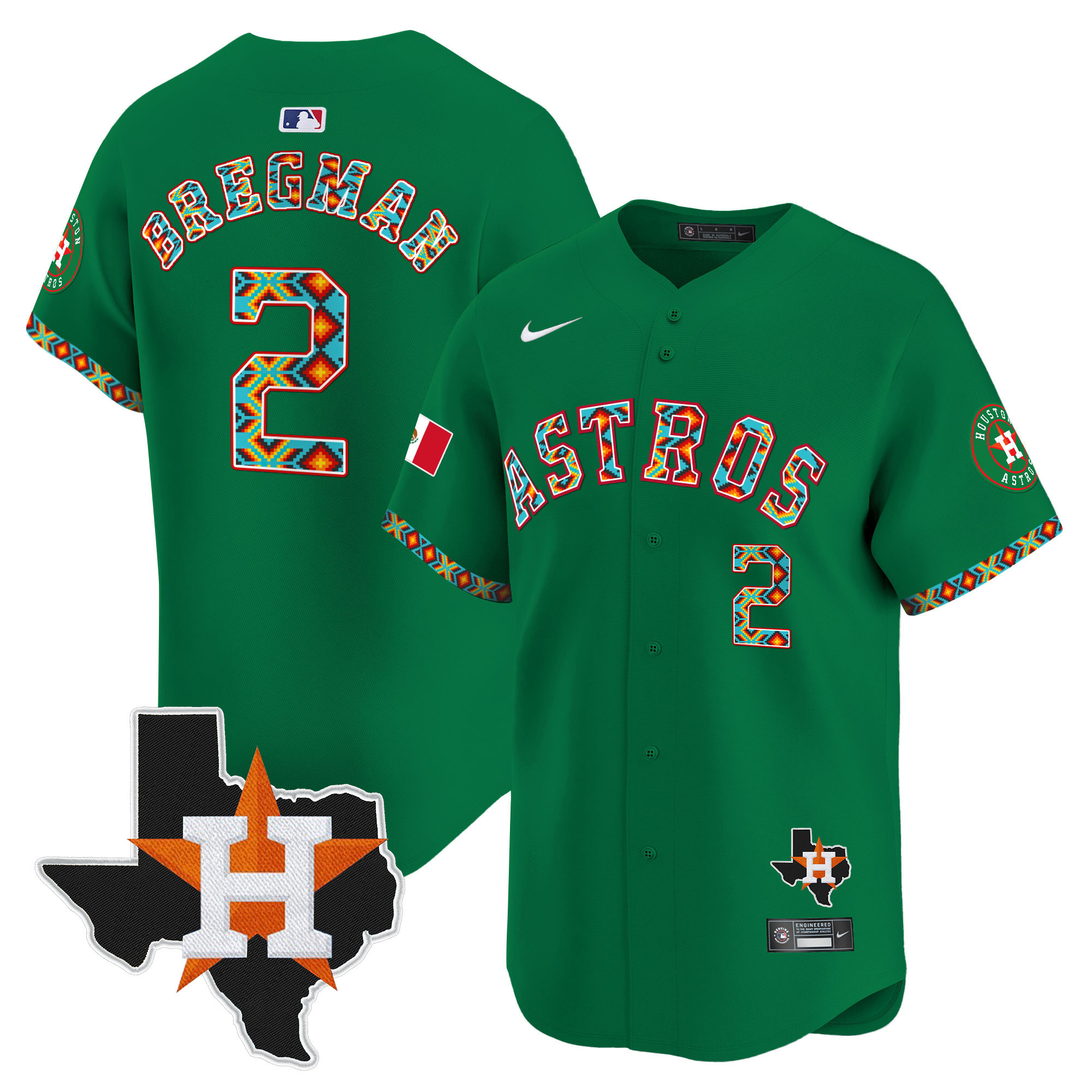Alex Bregman Men's Houston Astros Mexico Vapor Premier Limited V3 Green Jersey - All Stitched