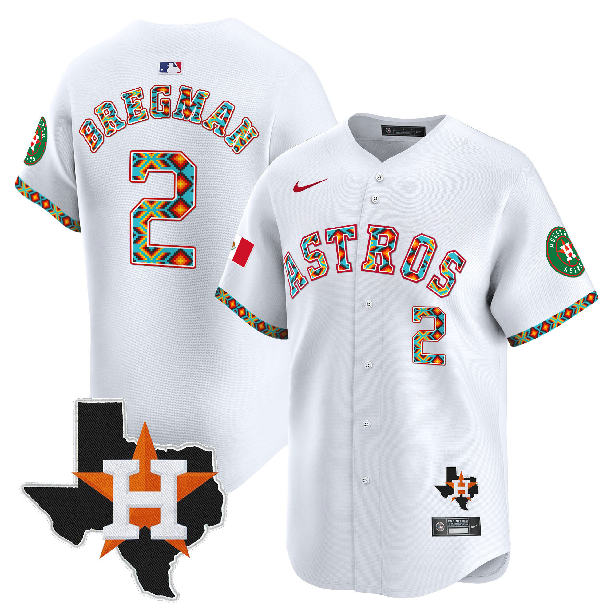 Alex Bregman Men's Houston Astros Mexico Vapor Premier Limited V3 White Jersey - All Stitched