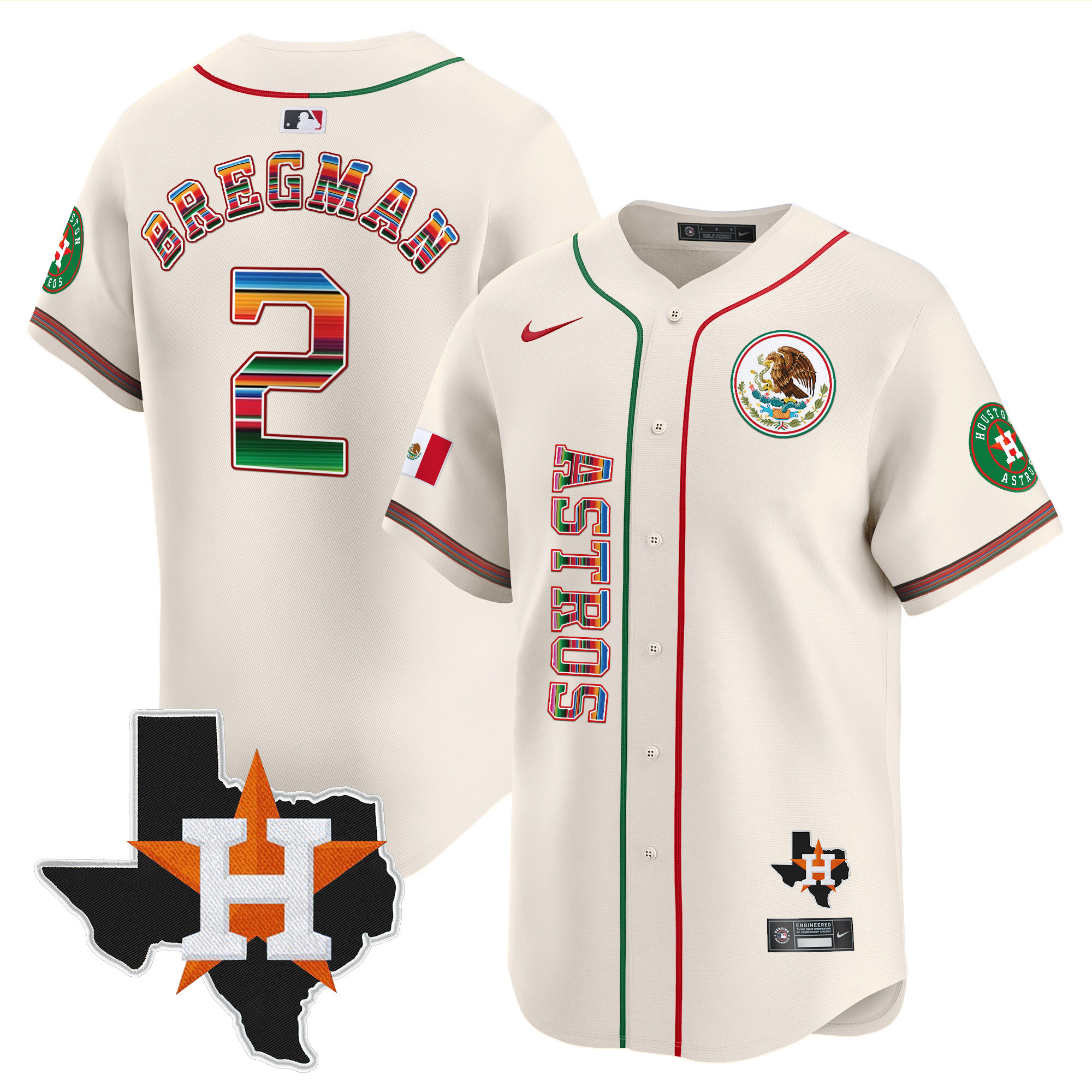 Alex Bregman Men's Houston Astros Mexico Vapor Premier Limited V4 Cream Jersey - All Stitched