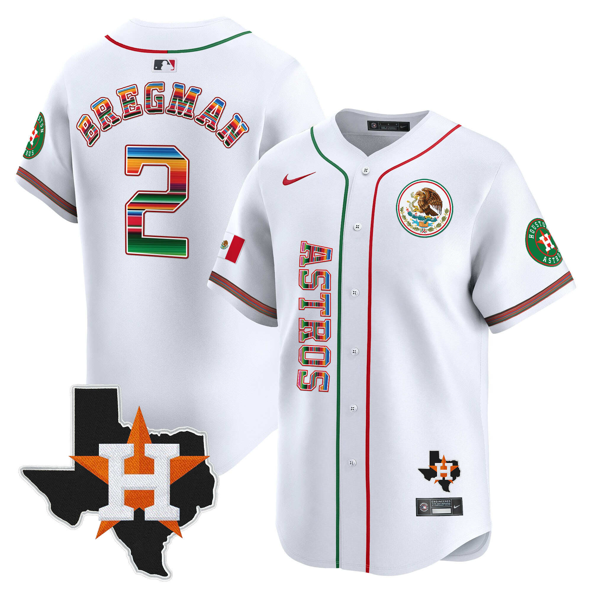 Alex Bregman Men's Houston Astros Mexico Vapor Premier Limited V4 White Jersey - All Stitched