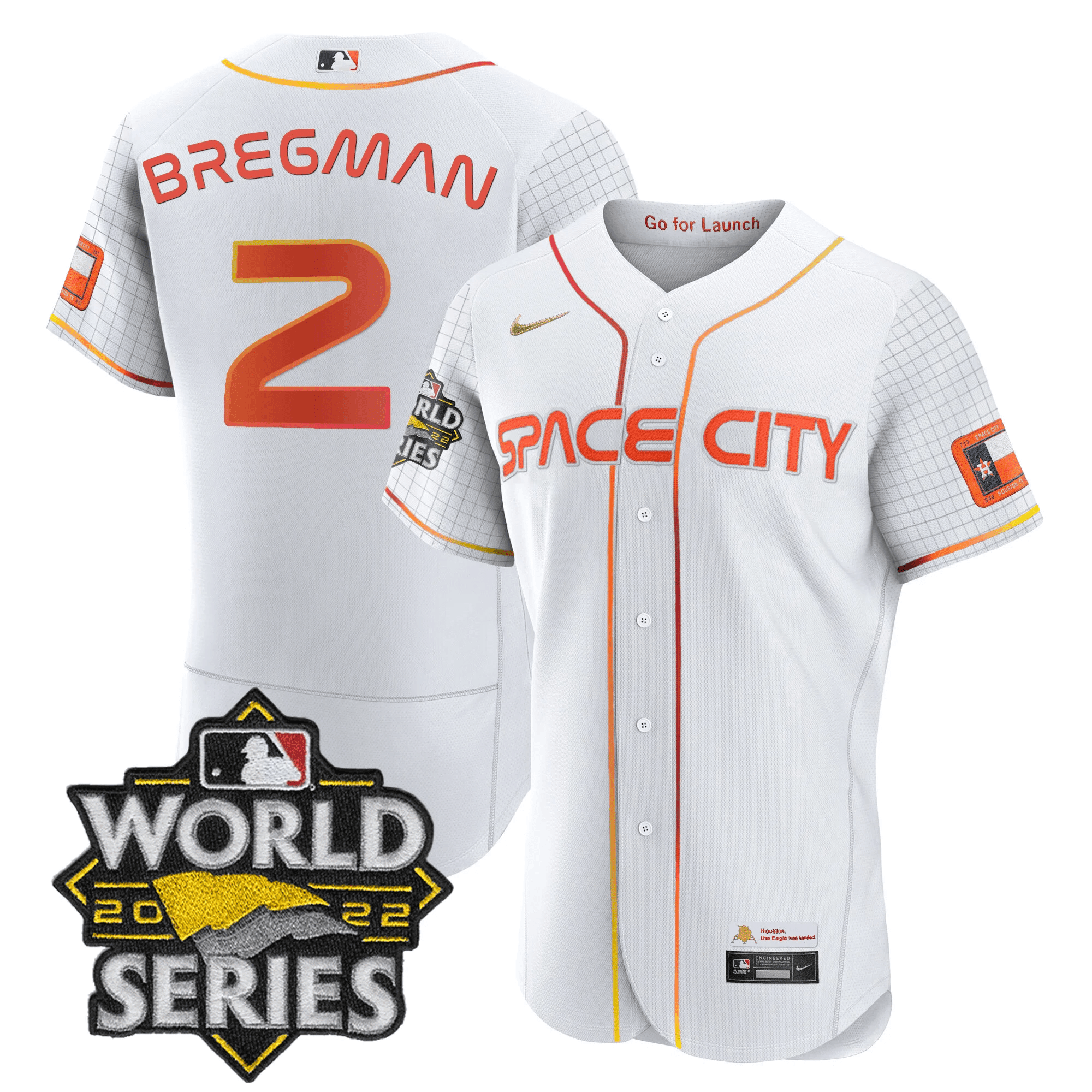 Alex Bregman Men's Houston Astros Space City Black & White Flex White Jersey - All Stitched